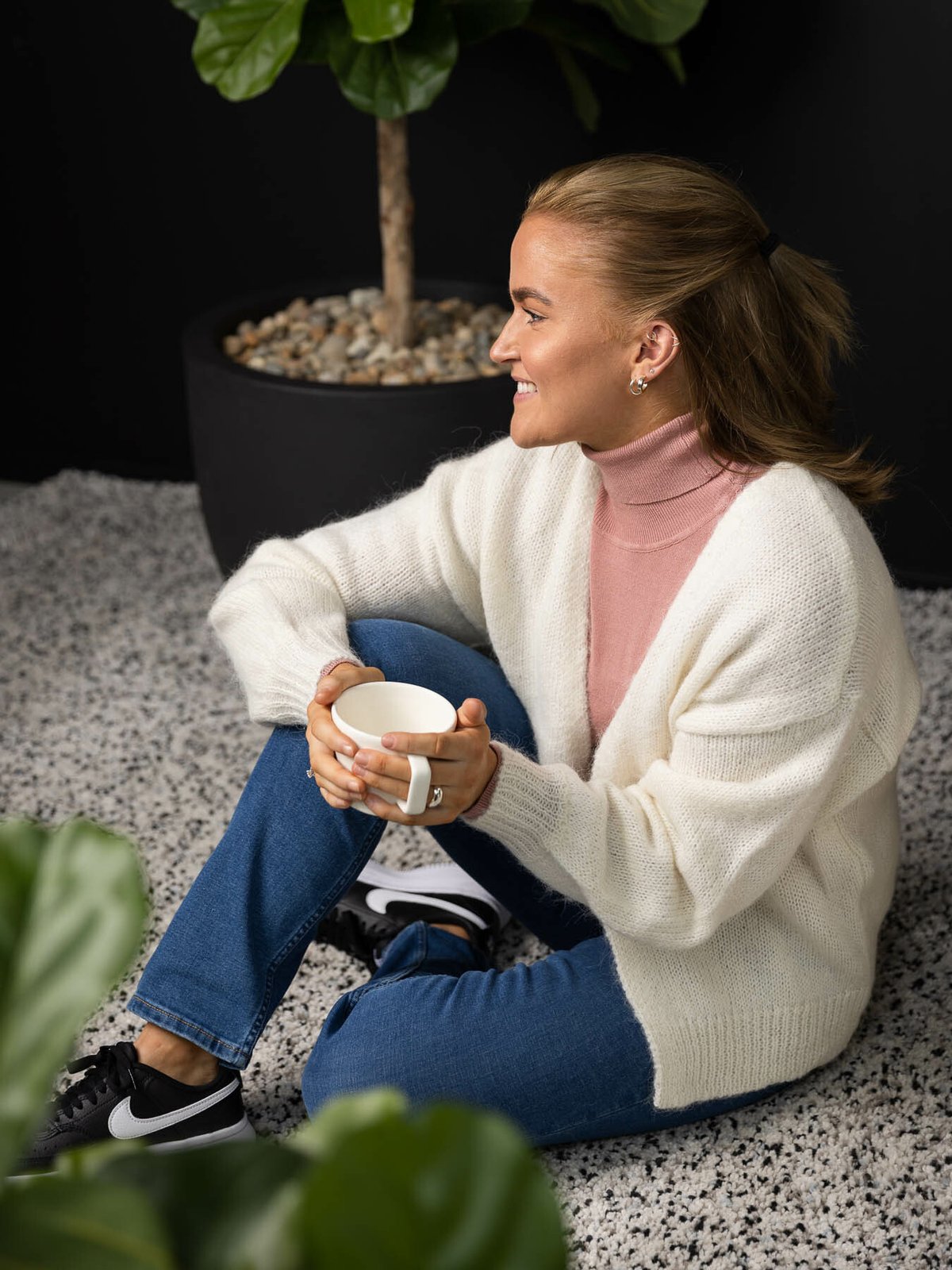 Y.A.S Livi Long Sleeve Knit Cardigan Star White