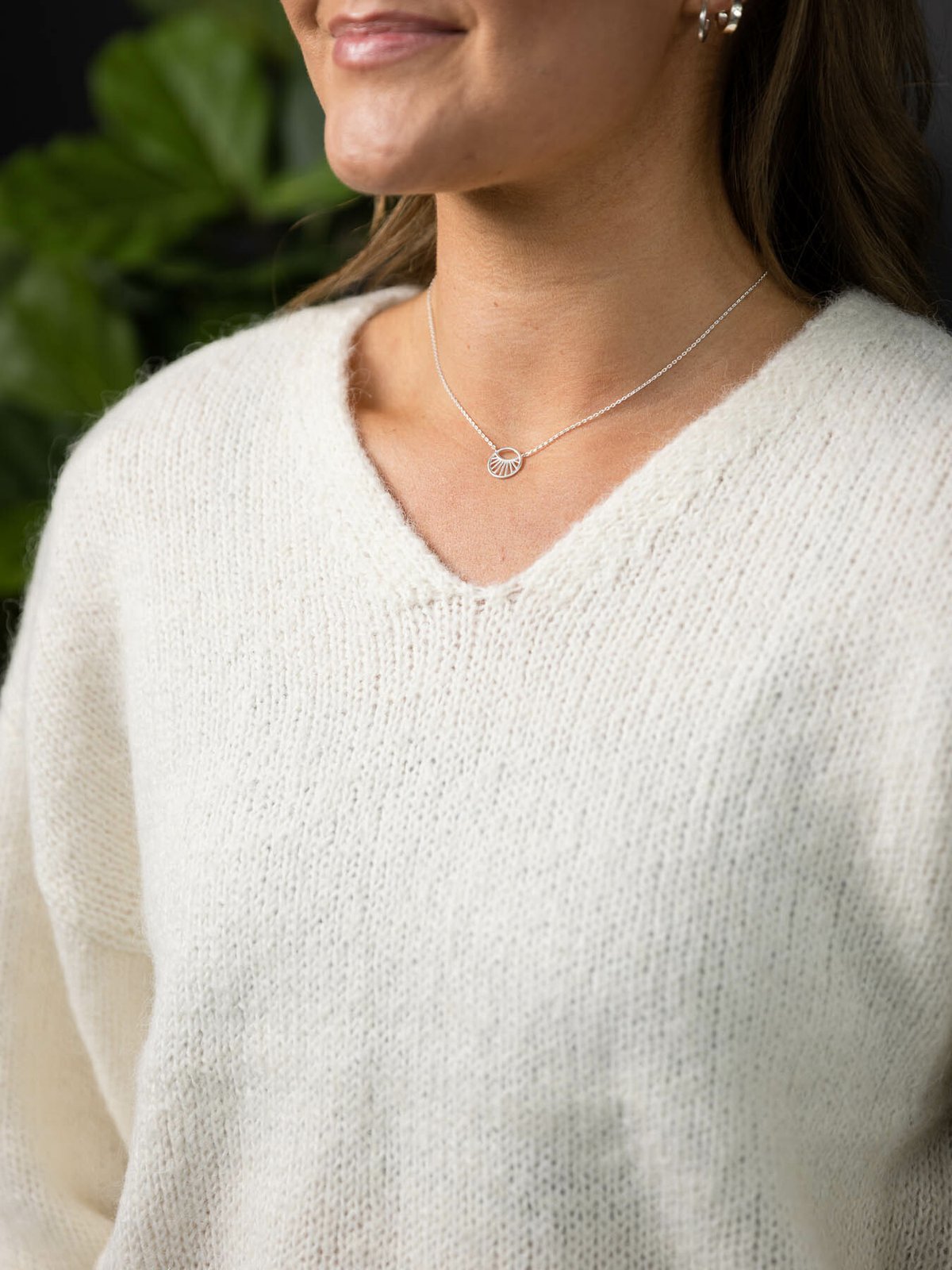 Y.A.S Livi Long Sleeve Knit Pullover Star White