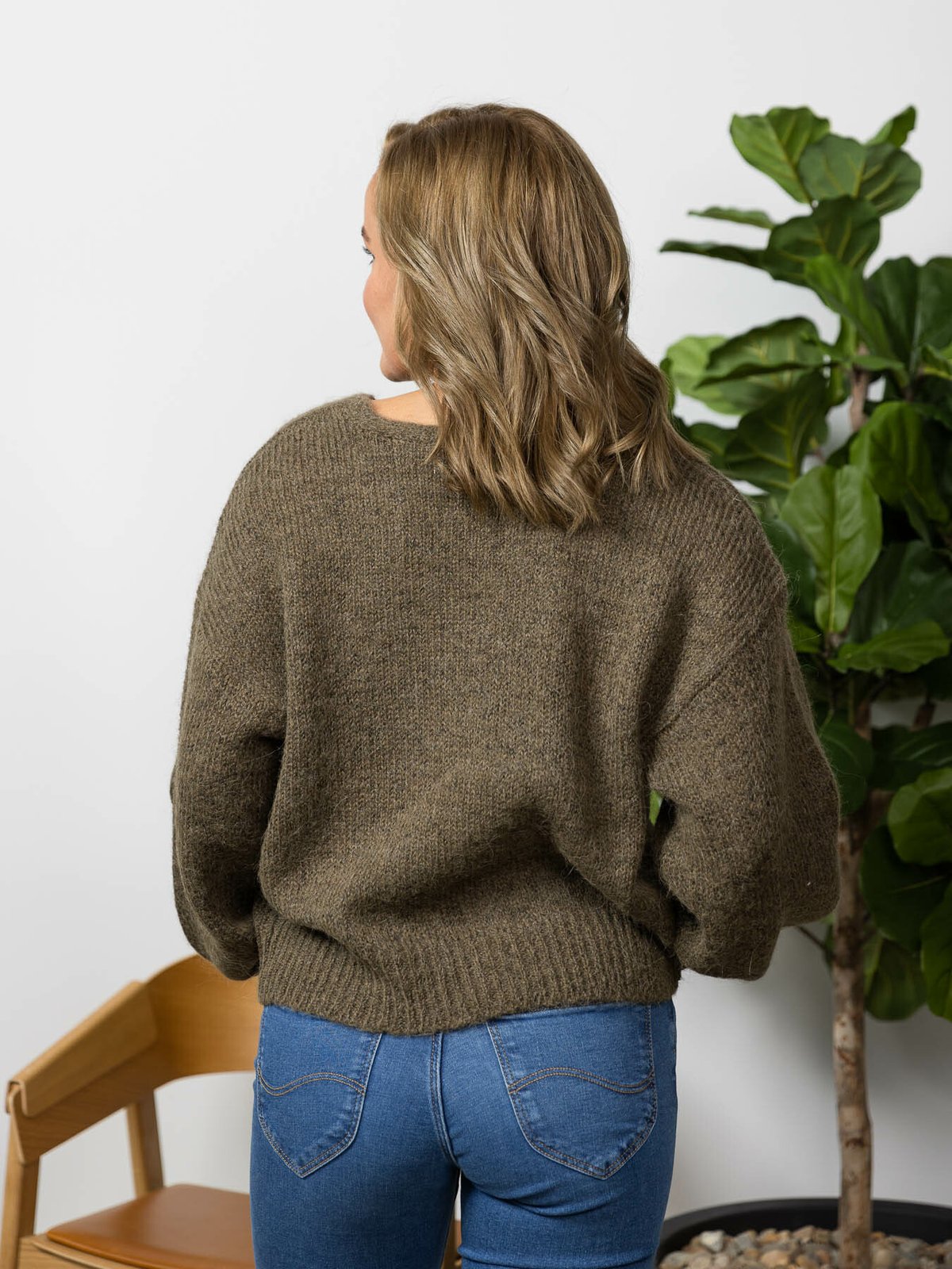 Y.A.S Livi Long Sleeve Knit Pullover Teak Melange