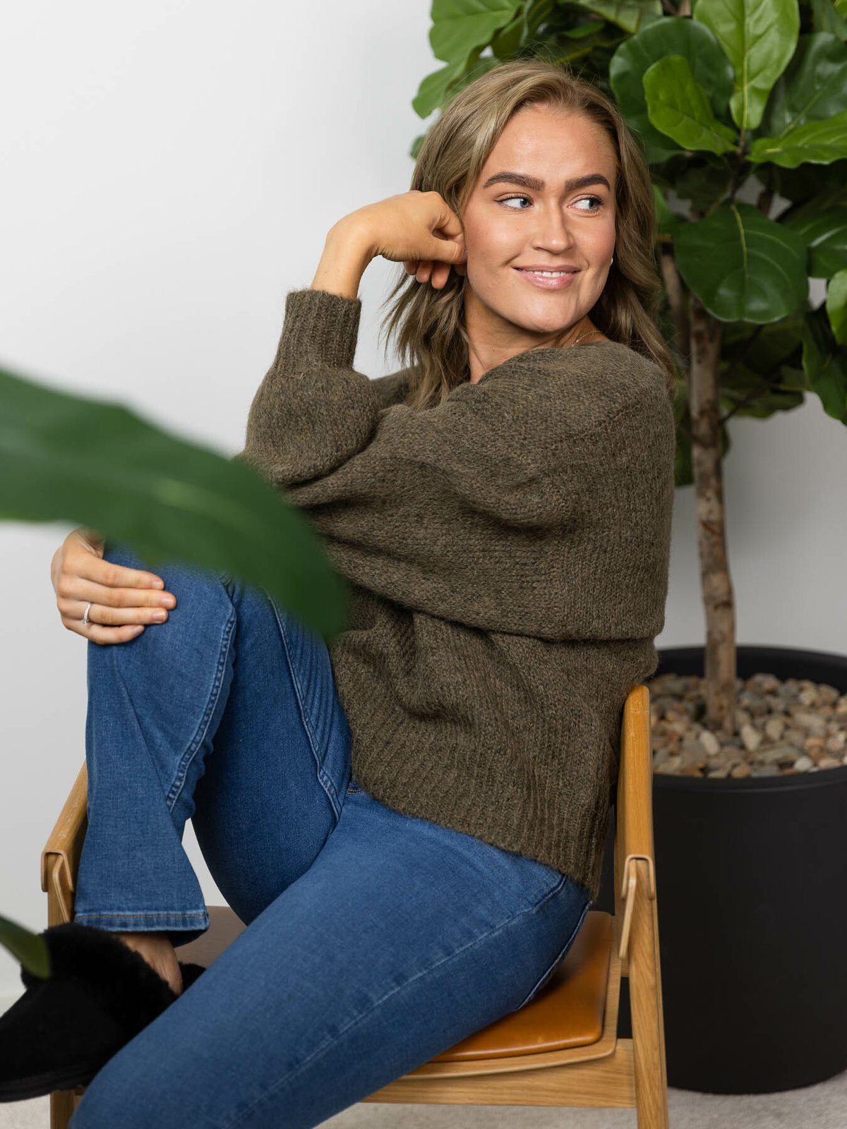 Y.A.S Livi Long Sleeve Knit Pullover Teak Melange