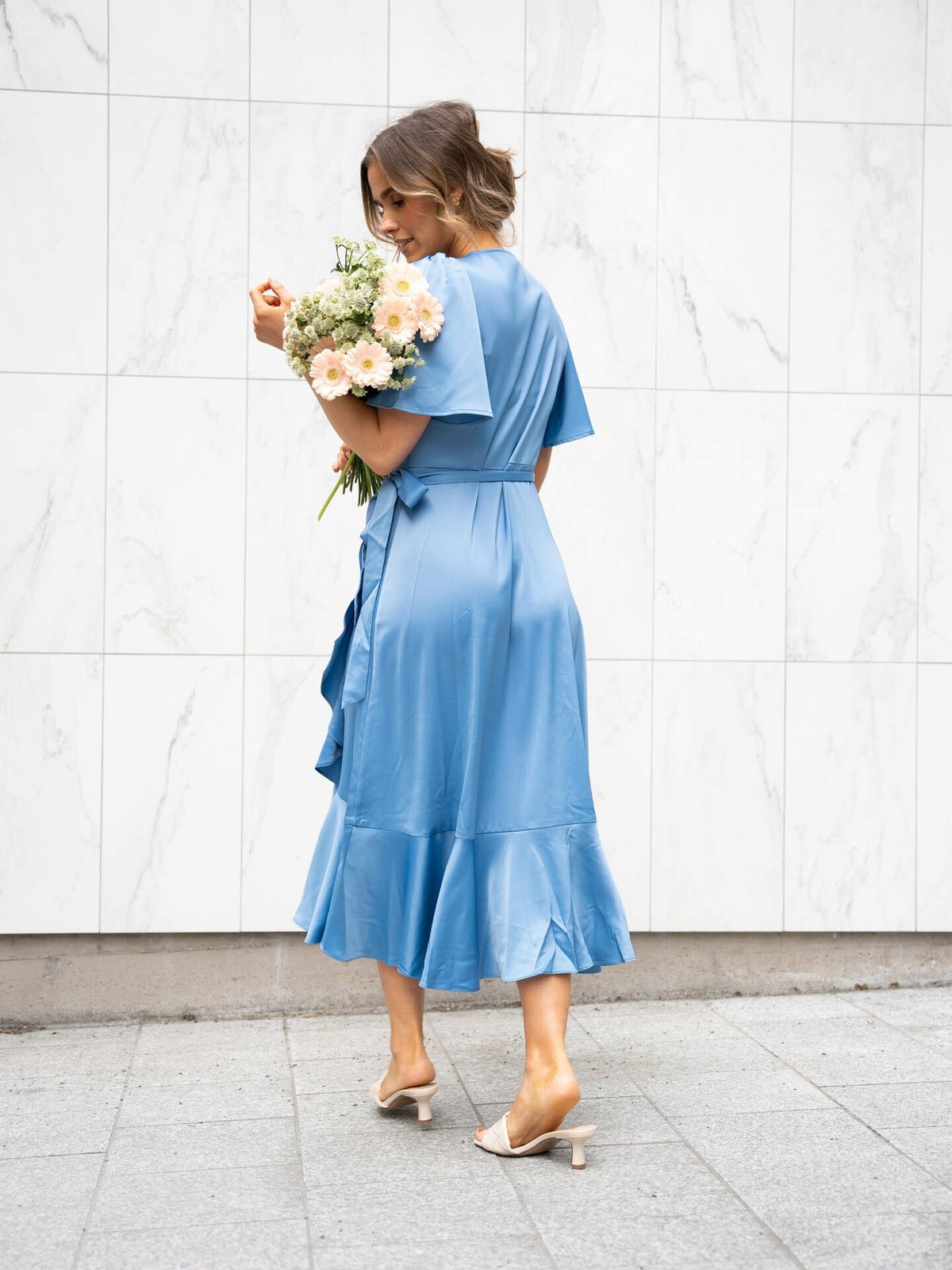 Y.A.S Thea 2/4 Midi Wrap Dress Ashleigh Blue