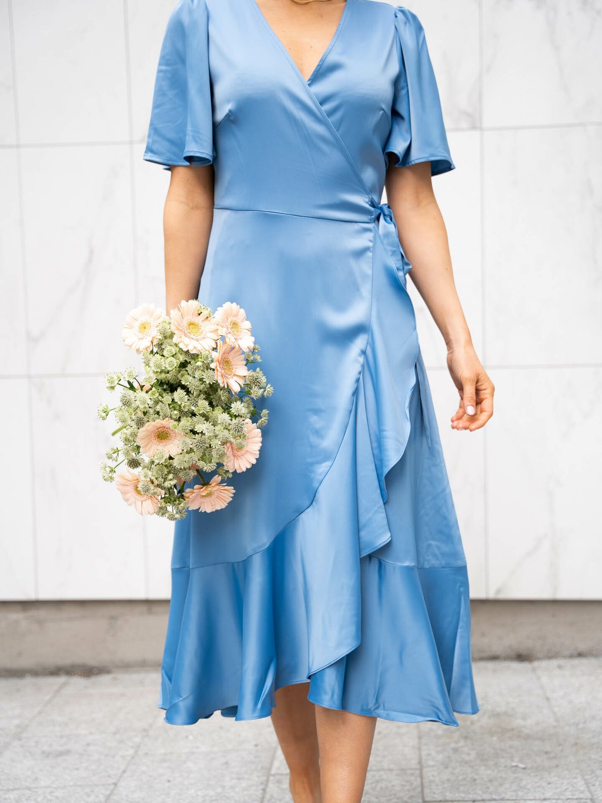 Y.A.S Thea 2/4 Midi Wrap Dress Ashleigh Blue