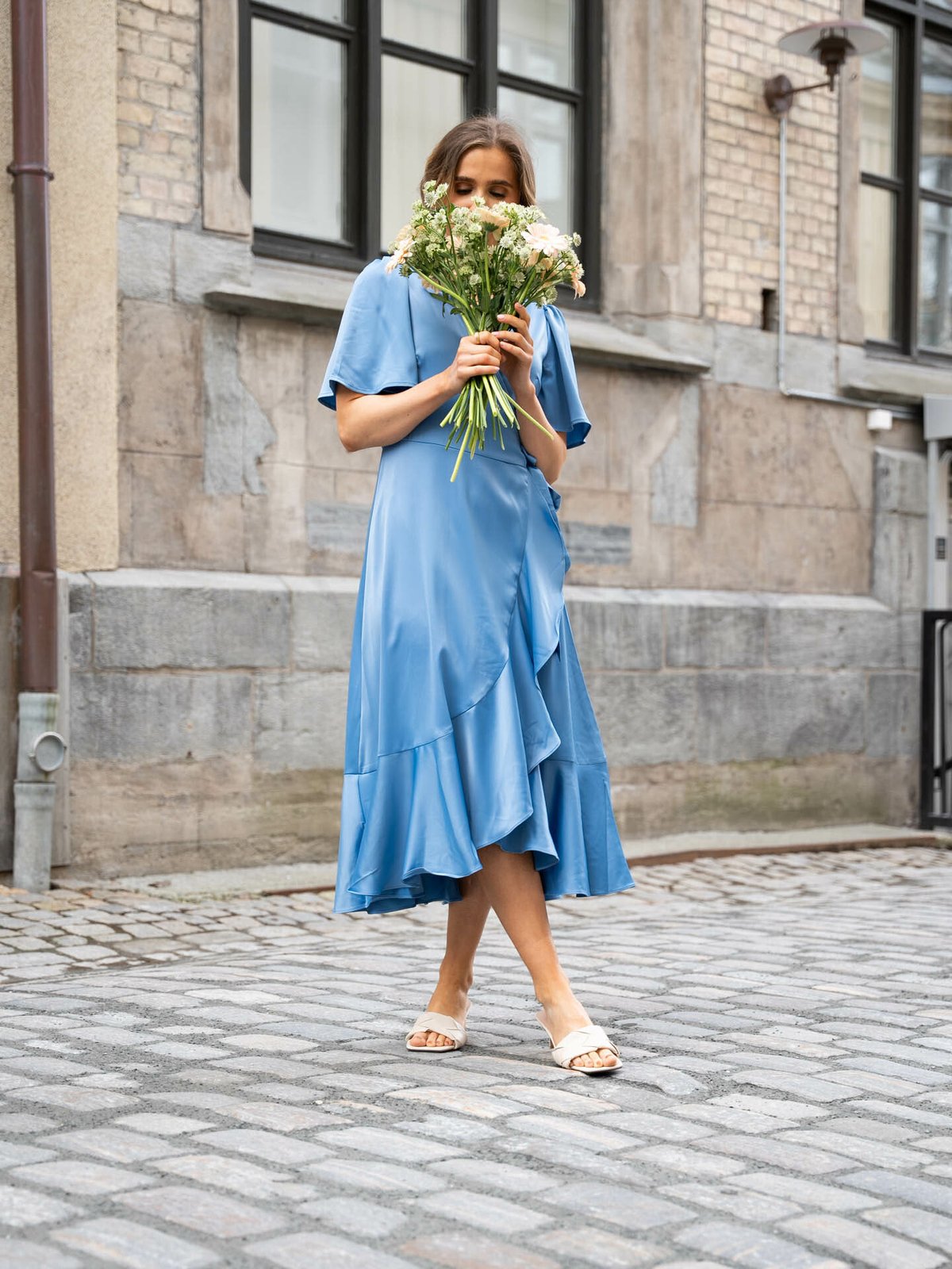 Y.A.S Thea 2/4 Midi Wrap Dress Ashleigh Blue