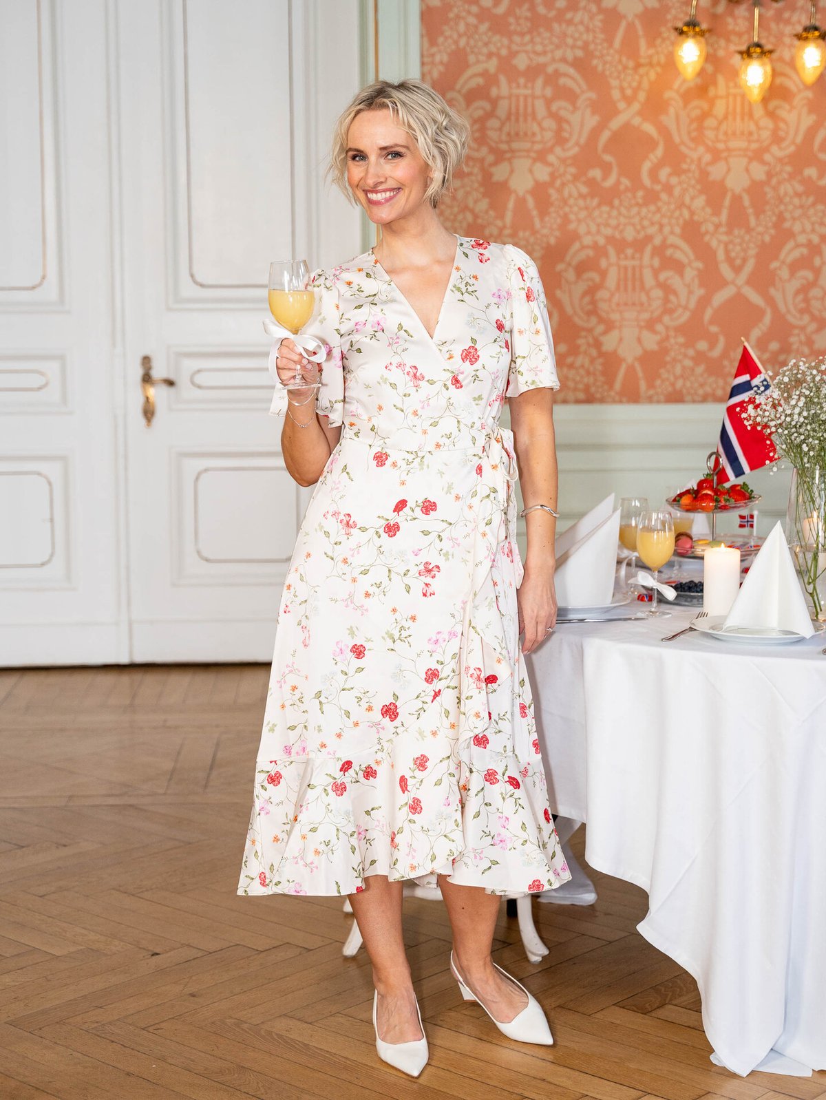Y.A.S Thea 2/4 Midi Wrap Dress Pristine Lynn