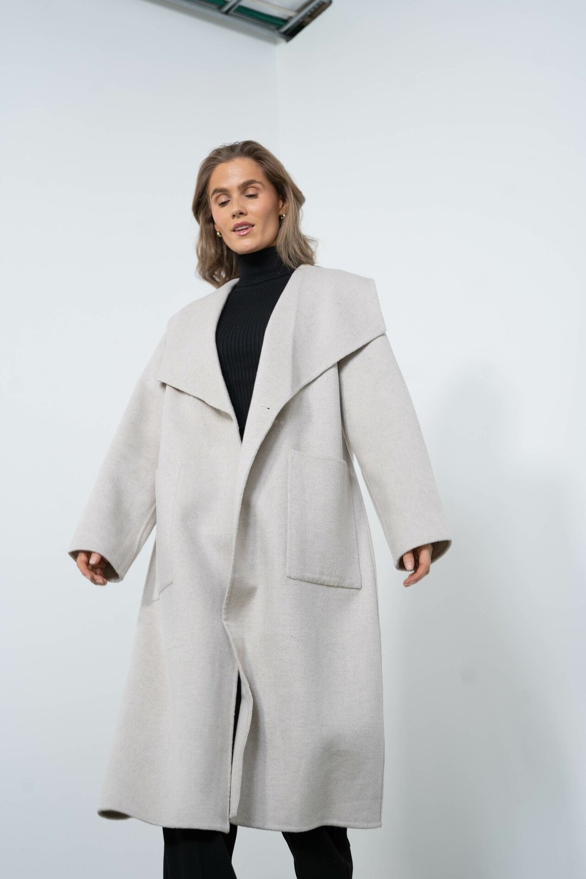 Y.A.S Alma Handmade Wool Mix Coat Light Grey Melange