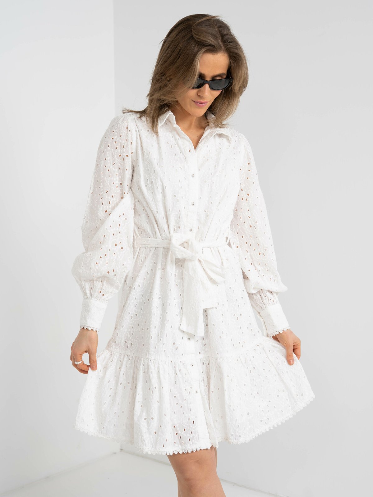 Y.A.S Hipsa Long Sleeve Shirt Dress Star White