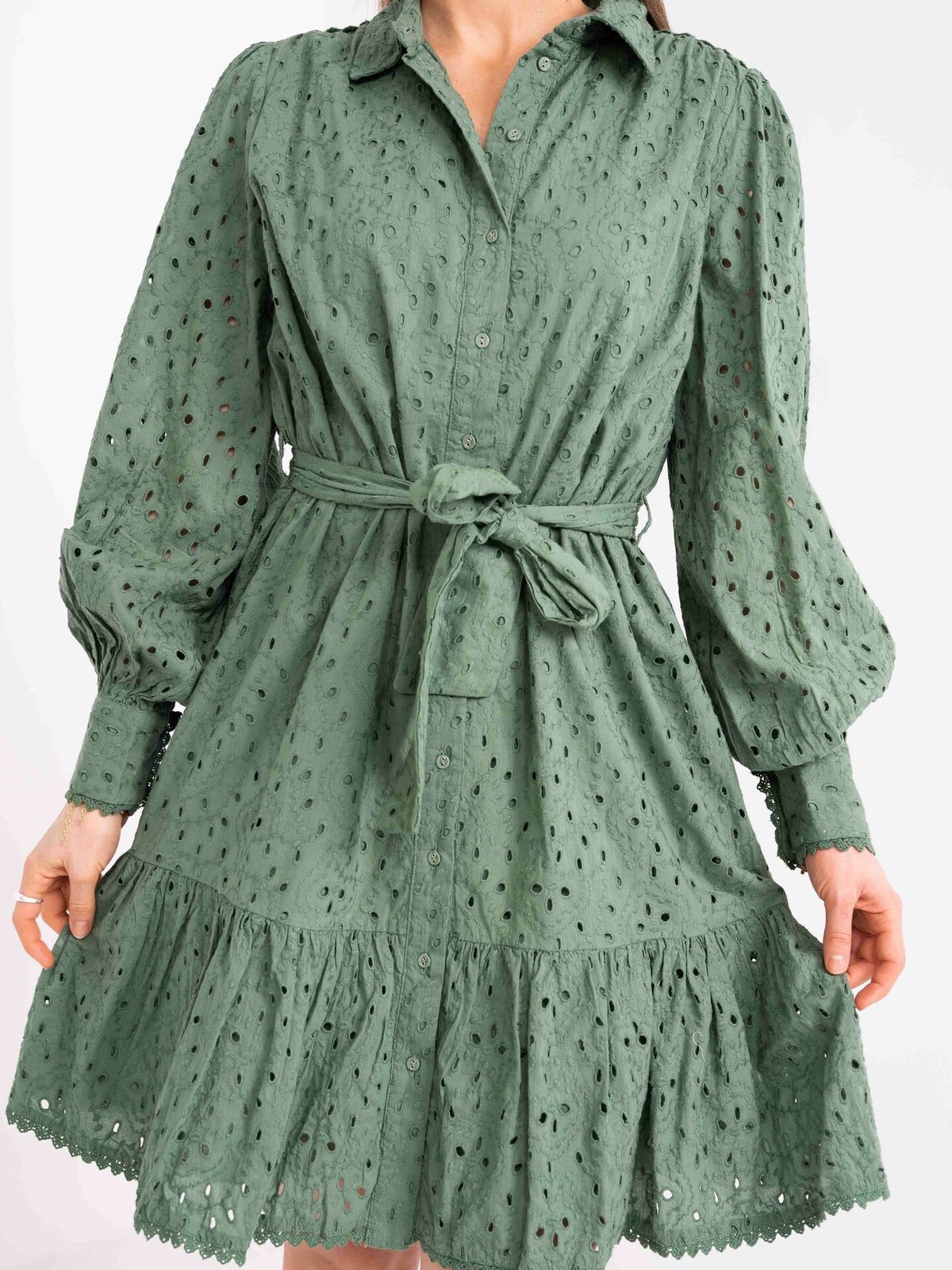 Y.A.S Hipsa Long Sleeve Shirt Dress Dark Ivy