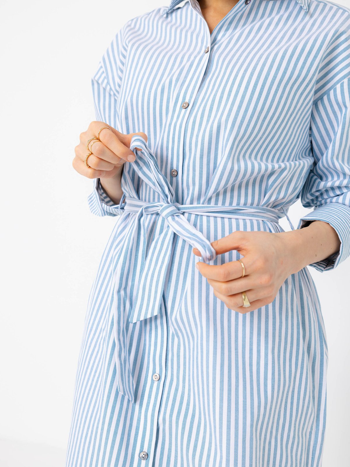 Y.A.S Legion Long Sleeve Long Shirt Dress Legion Blue