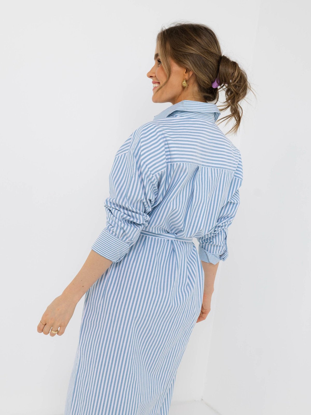 Y.A.S Legion Long Sleeve Long Shirt Dress Legion Blue
