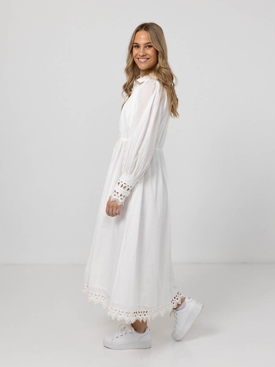 Y.A.S Trima Long Sleeve Long Shirt Dress Star White