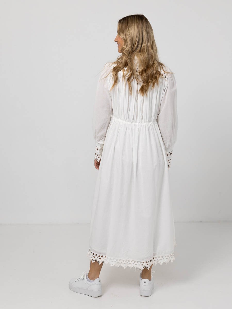 Y.A.S Trima Long Sleeve Long Shirt Dress Star White
