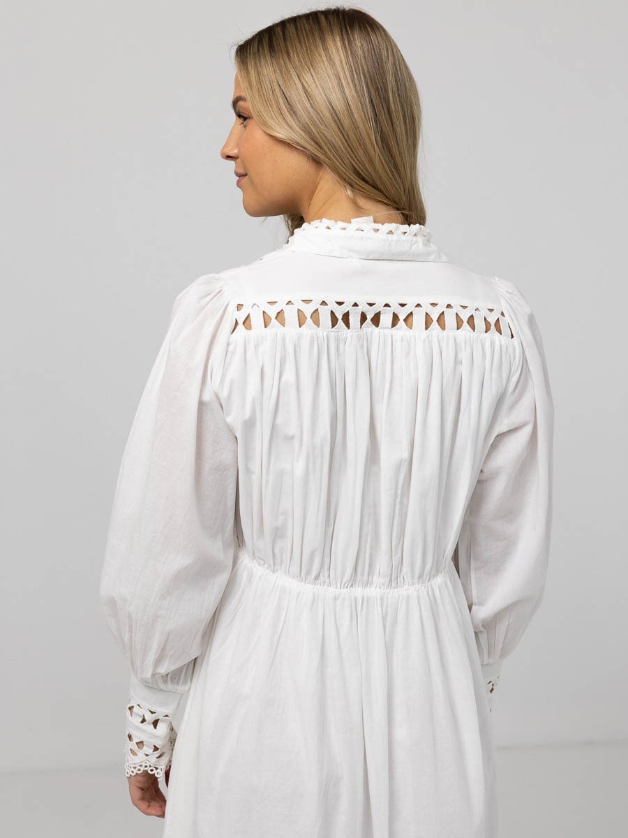Y.A.S Trima Long Sleeve Long Shirt Dress Star White