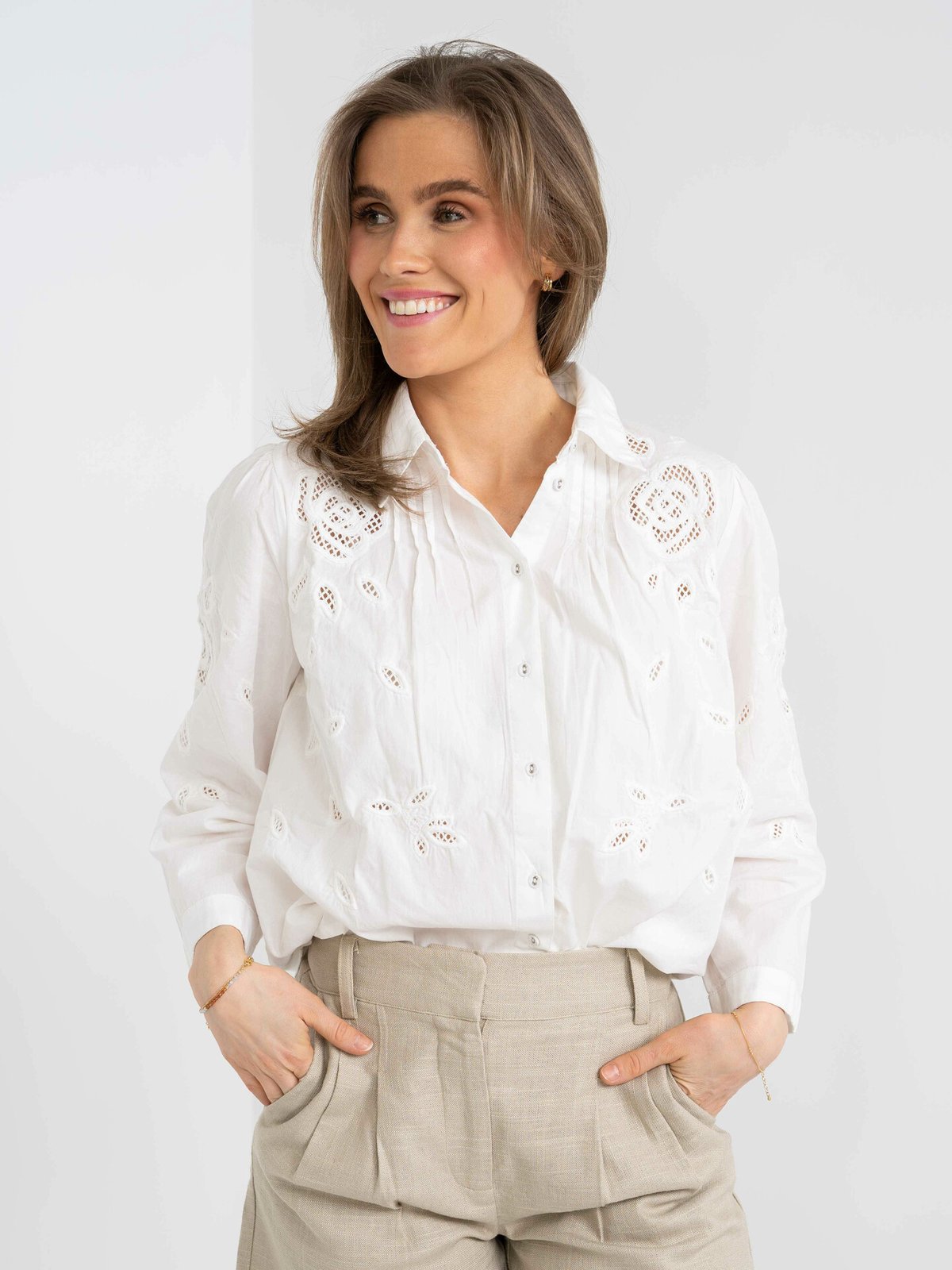 Y.A.S Wina 3/4 Shirt Star White