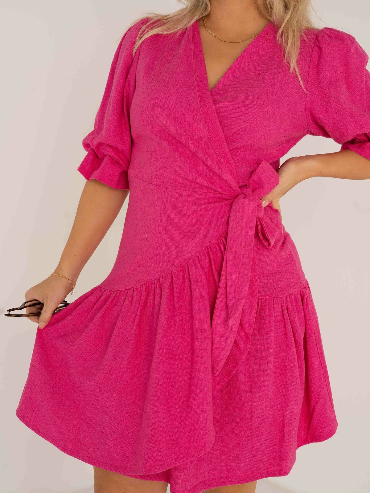 Y.A.S Prima 2/4 Wrap Dress Fuchsia Purple