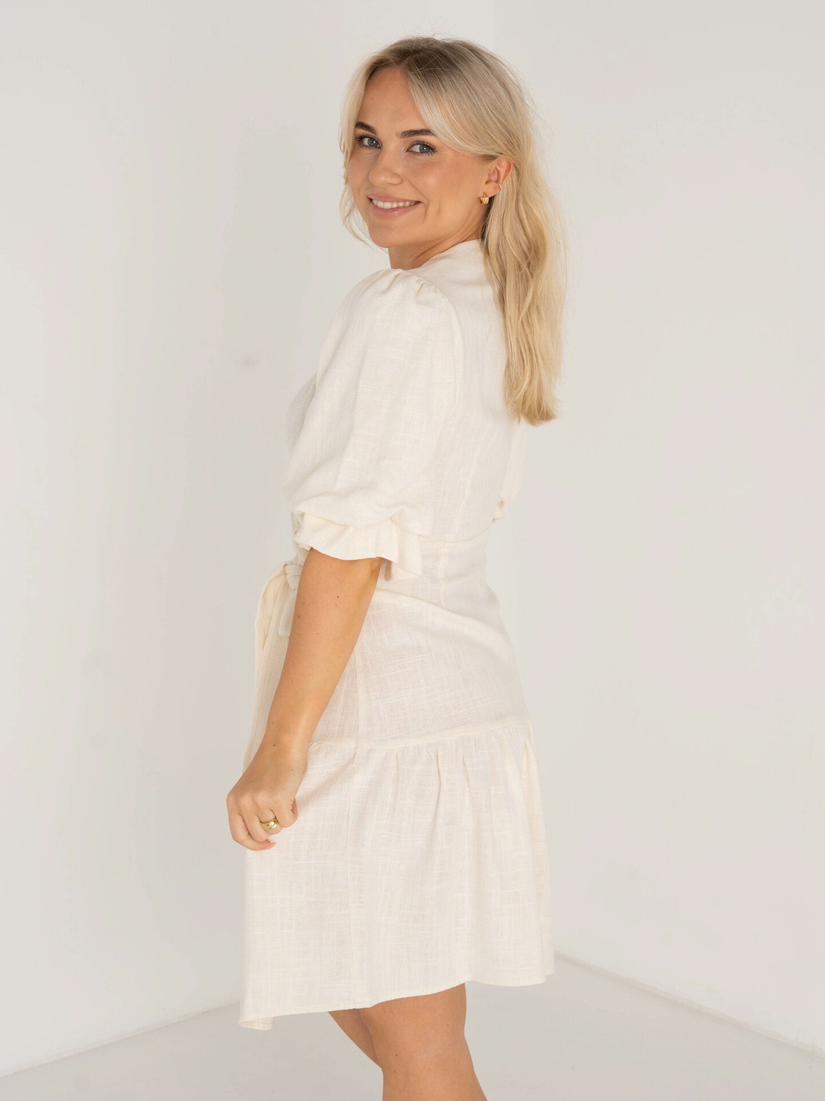 Y.A.S Prima 2/4 Wrap Dress Star White