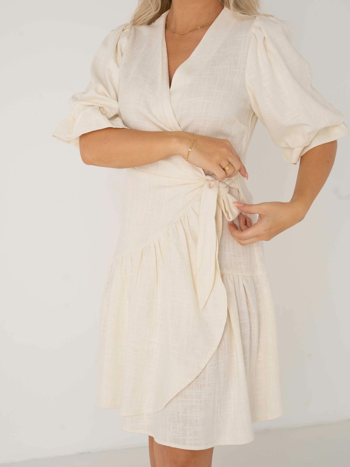 Y.A.S Prima 2/4 Wrap Dress Star White