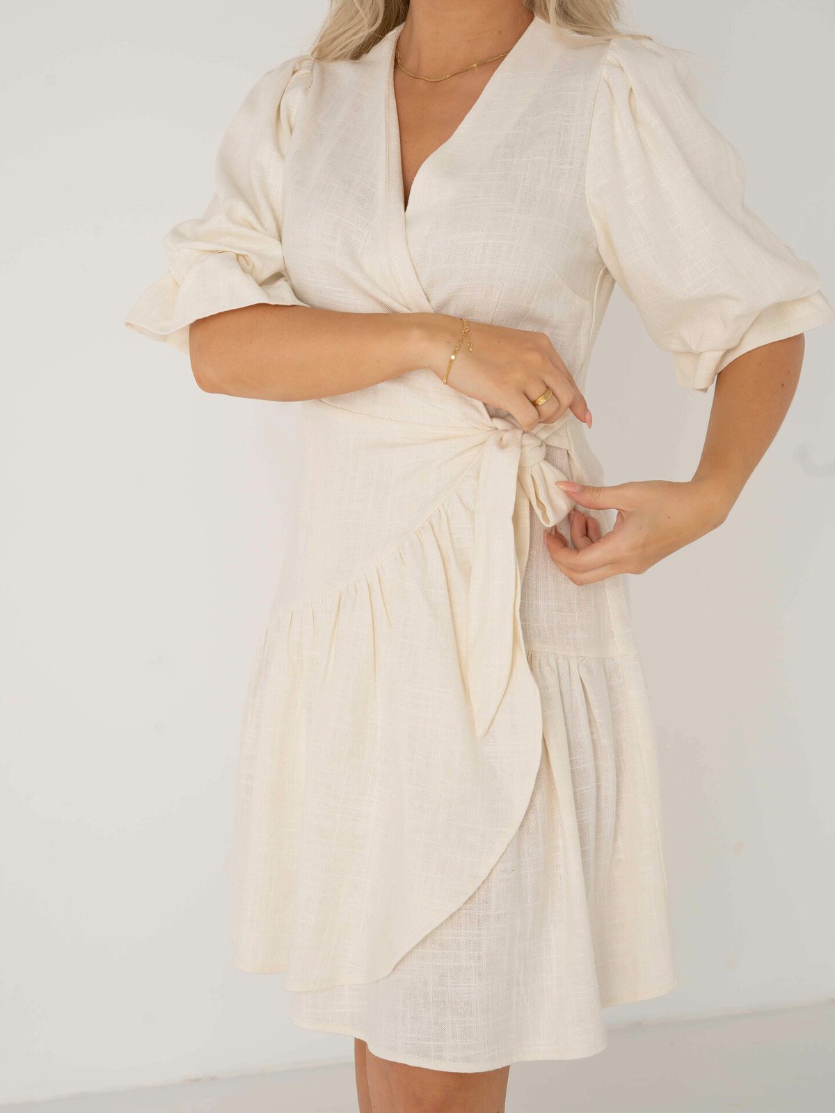 Y.A.S Prima 2/4 Wrap Dress Star White