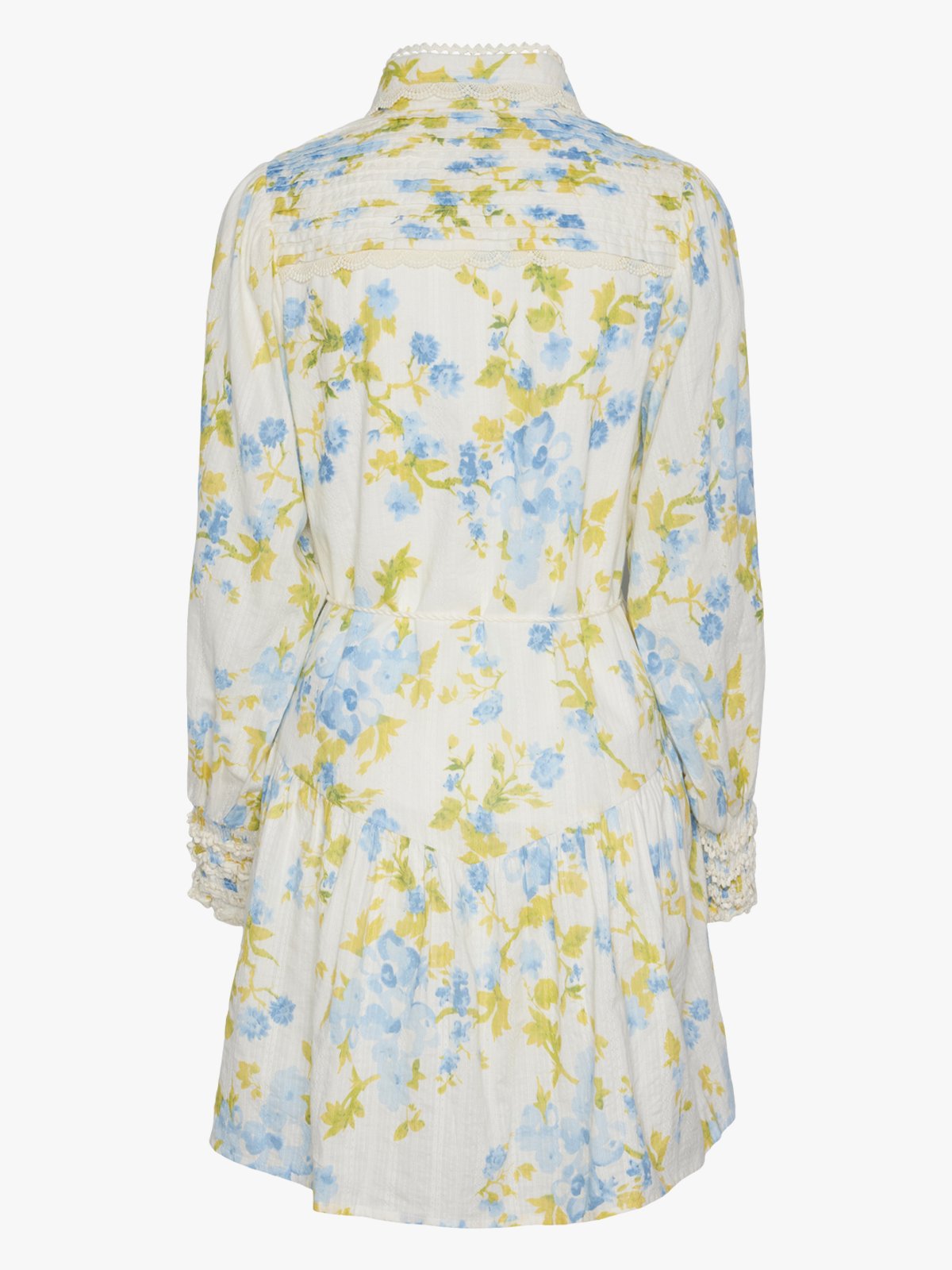 Y.A.S Somellie Long Sleeve Shirt Dress Birch with Blue Flowers