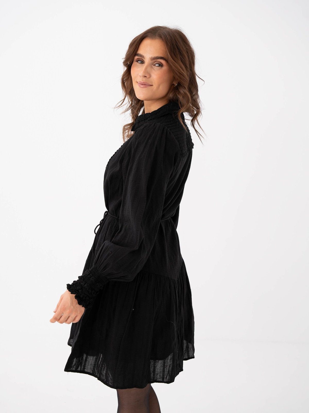Y.A.S Somellie Long Sleeve Shirt Dress Black