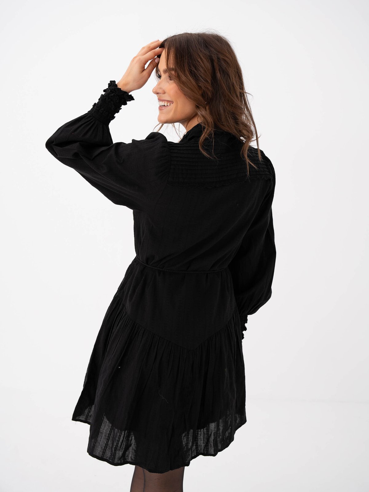 Y.A.S Somellie Long Sleeve Shirt Dress Black