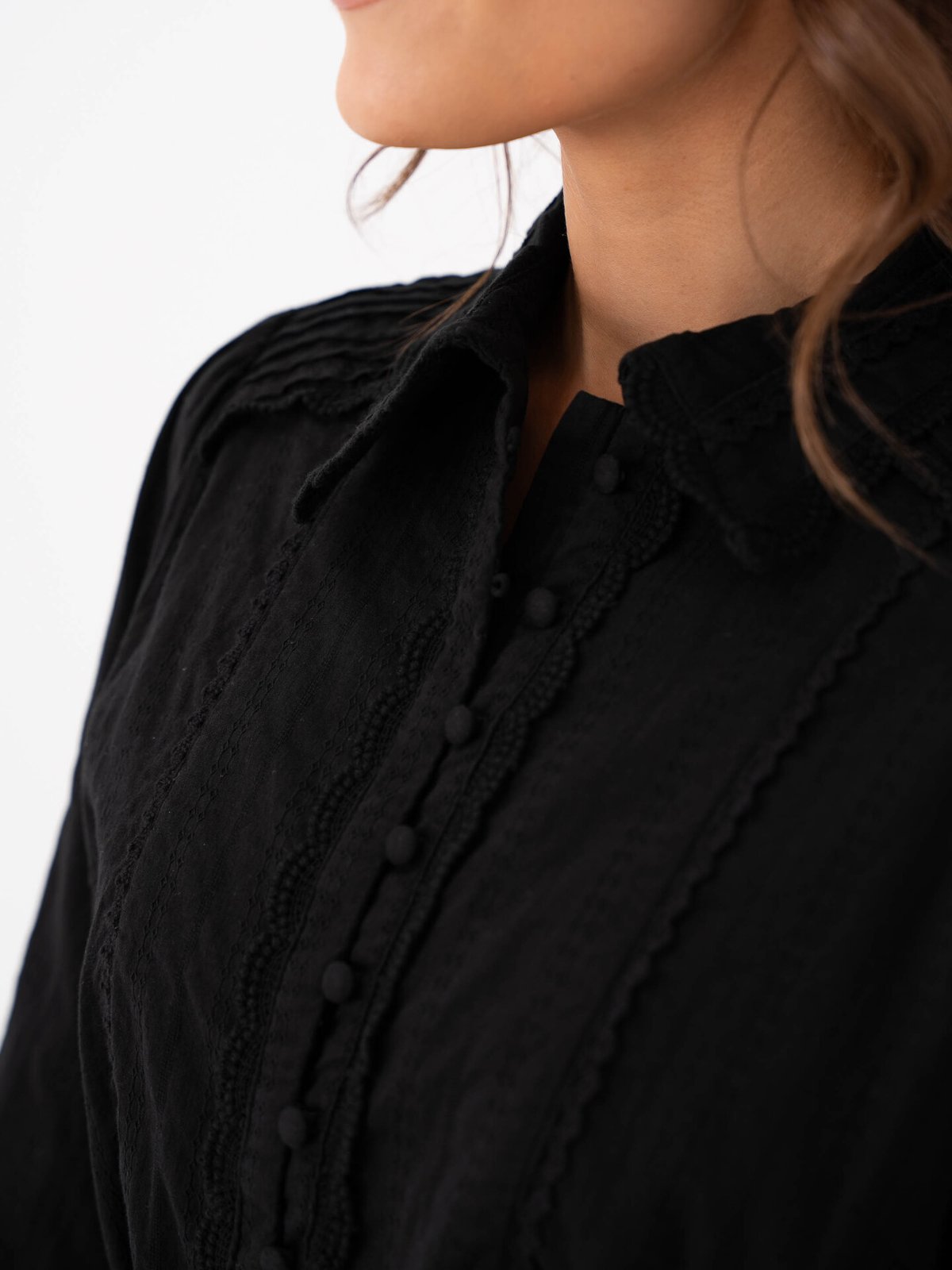 Y.A.S Somellie Long Sleeve Shirt Dress Black