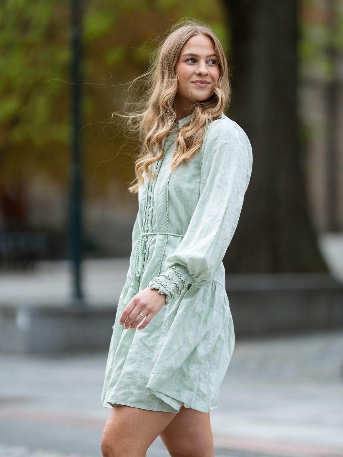 Y.A.S Somellie Long Sleeve Shirt Dress Grønn