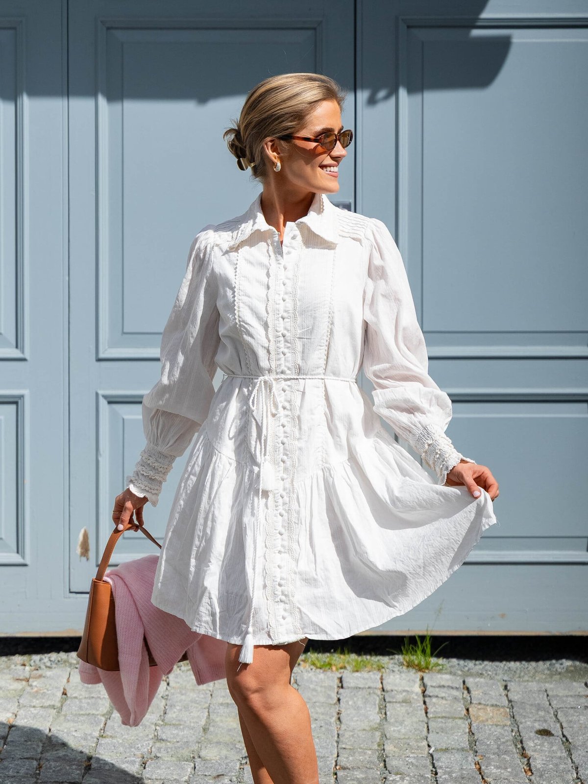 Y.A.S Somellie Long Sleeve Shirt Dress Star White