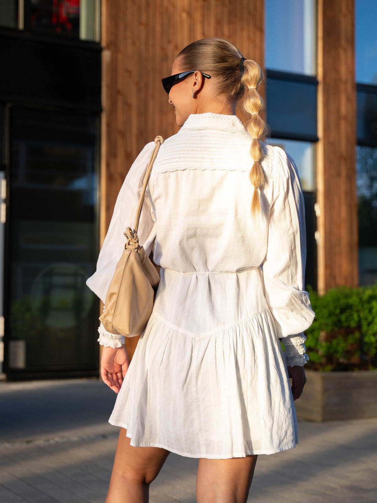 Y.A.S Somellie Long Sleeve Shirt Dress White