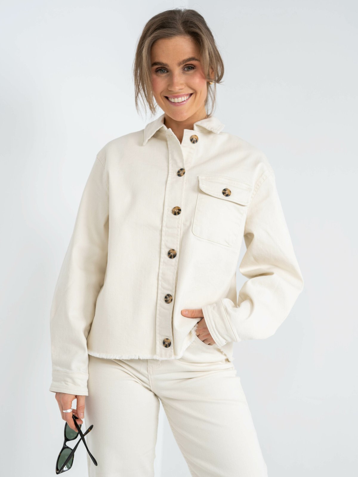 Y.A.S Twilly Long Sleeve Denim Jacket Eggnog