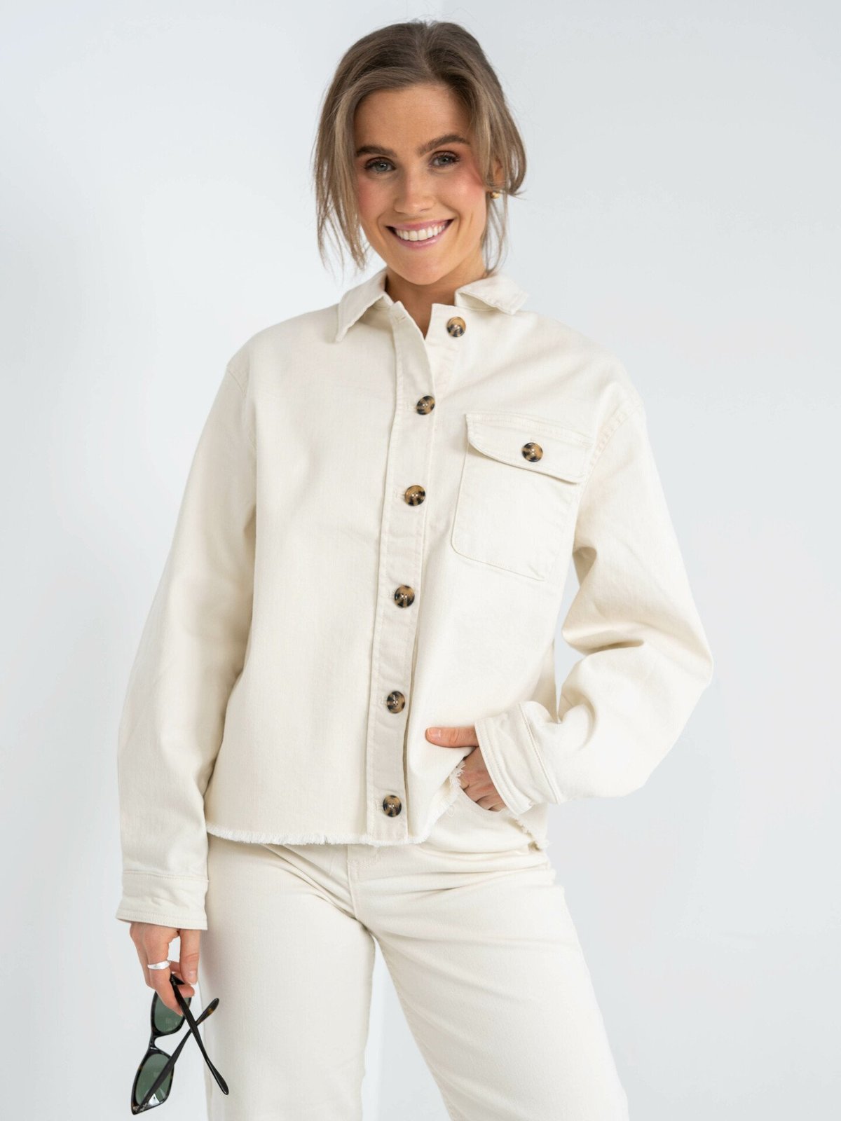 Y.A.S Twilly Long Sleeve Denim Jacket Eggnog