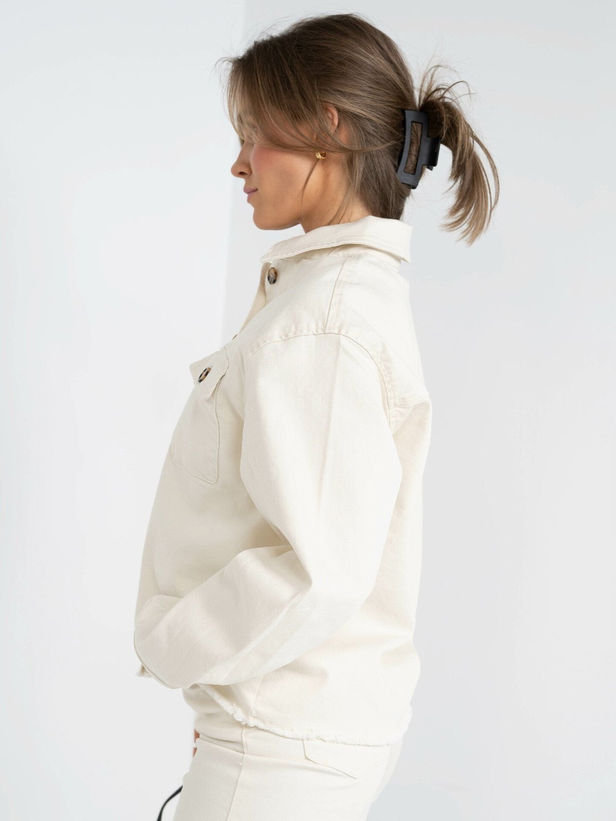 Y.A.S Twilly Long Sleeve Denim Jacket Eggnog