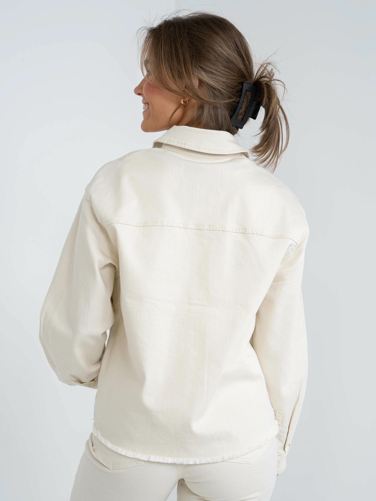 Y.A.S Twilly Long Sleeve Denim Jacket Eggnog