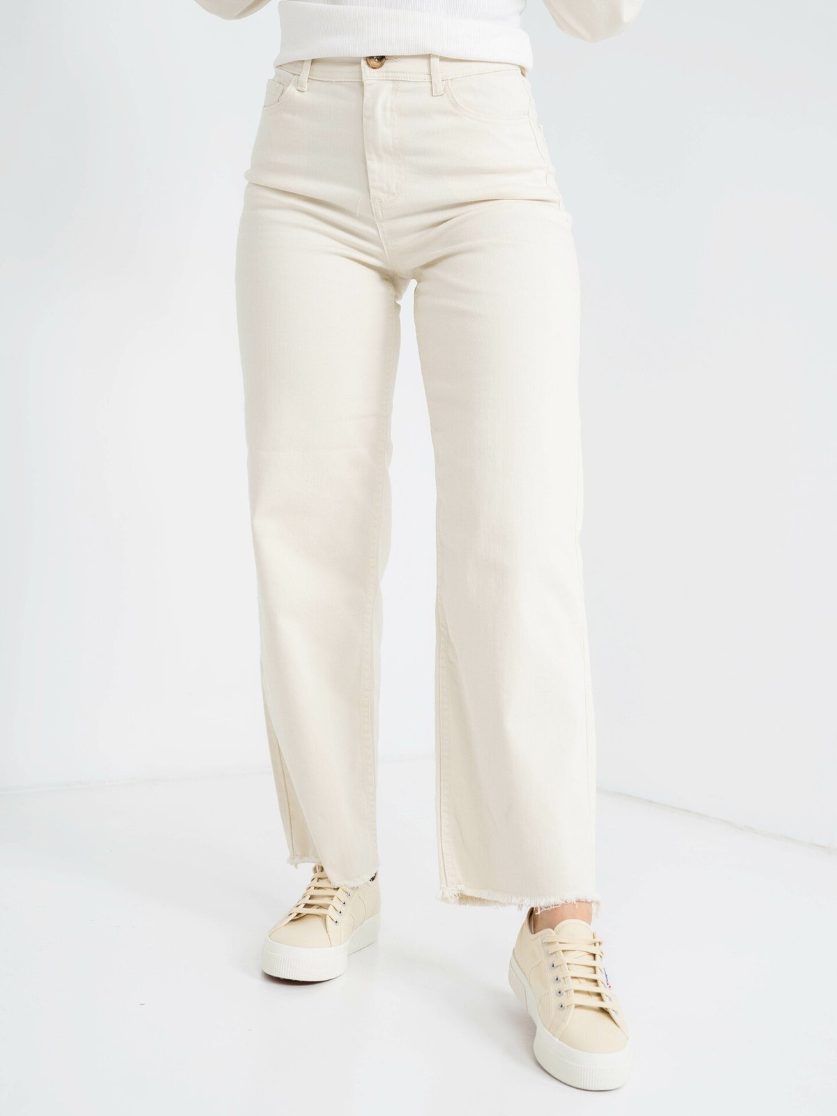 Y.A.S Twilly High Waist Denim Ankle Jeans Eggnog