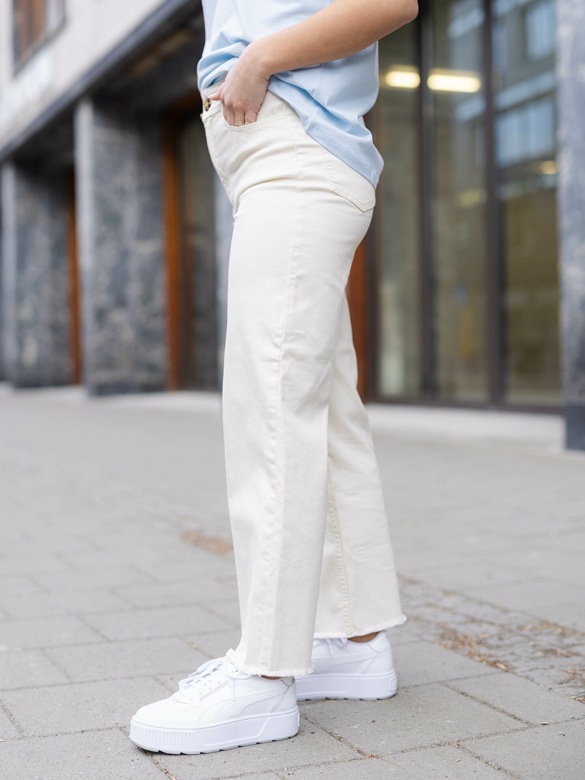 Y.A.S Twilly High Waist Denim Ankle Jeans Eggnog