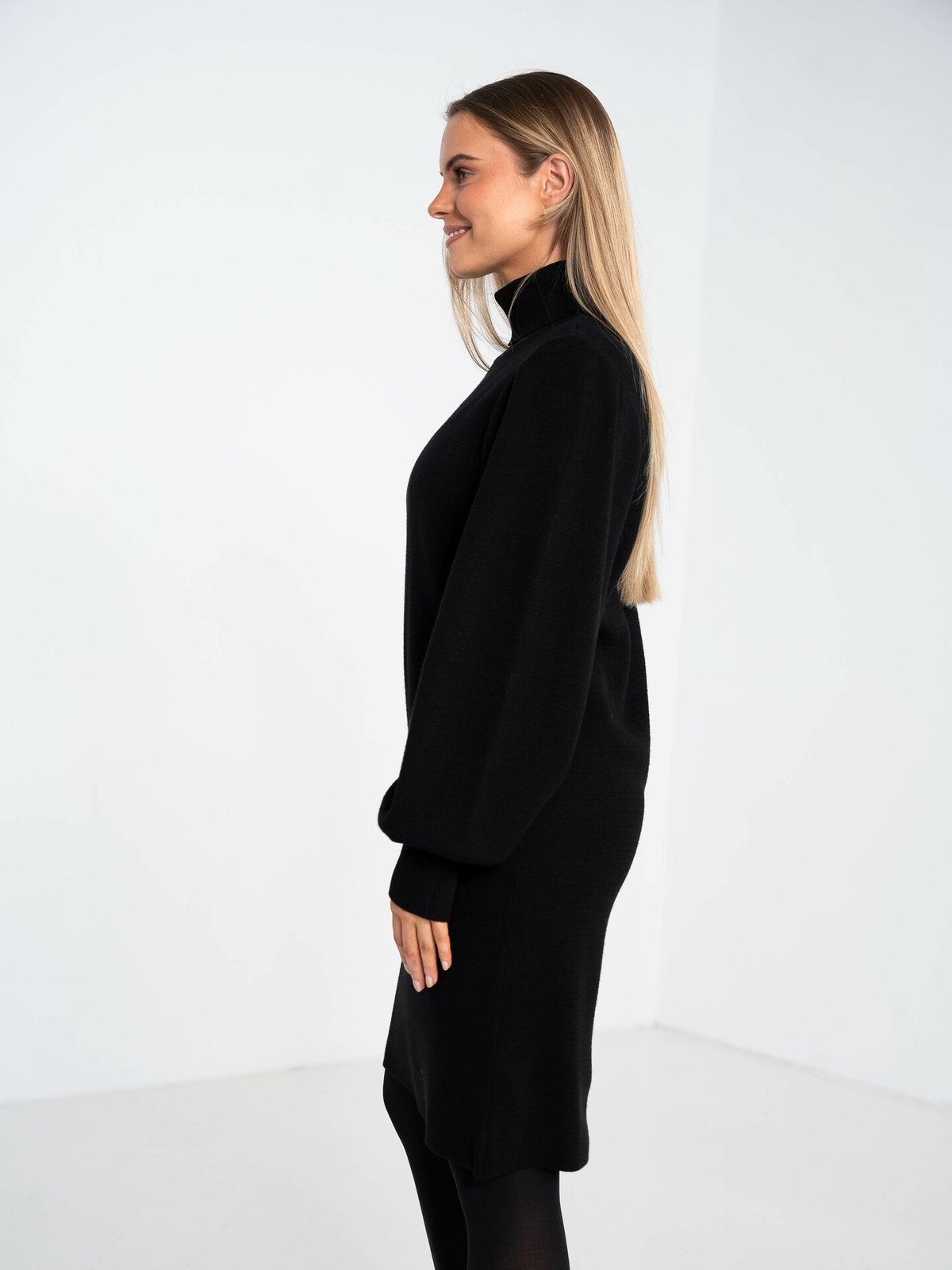 Y.A.S Fonny Long Sleeve Roll Neck Knit Dress Black