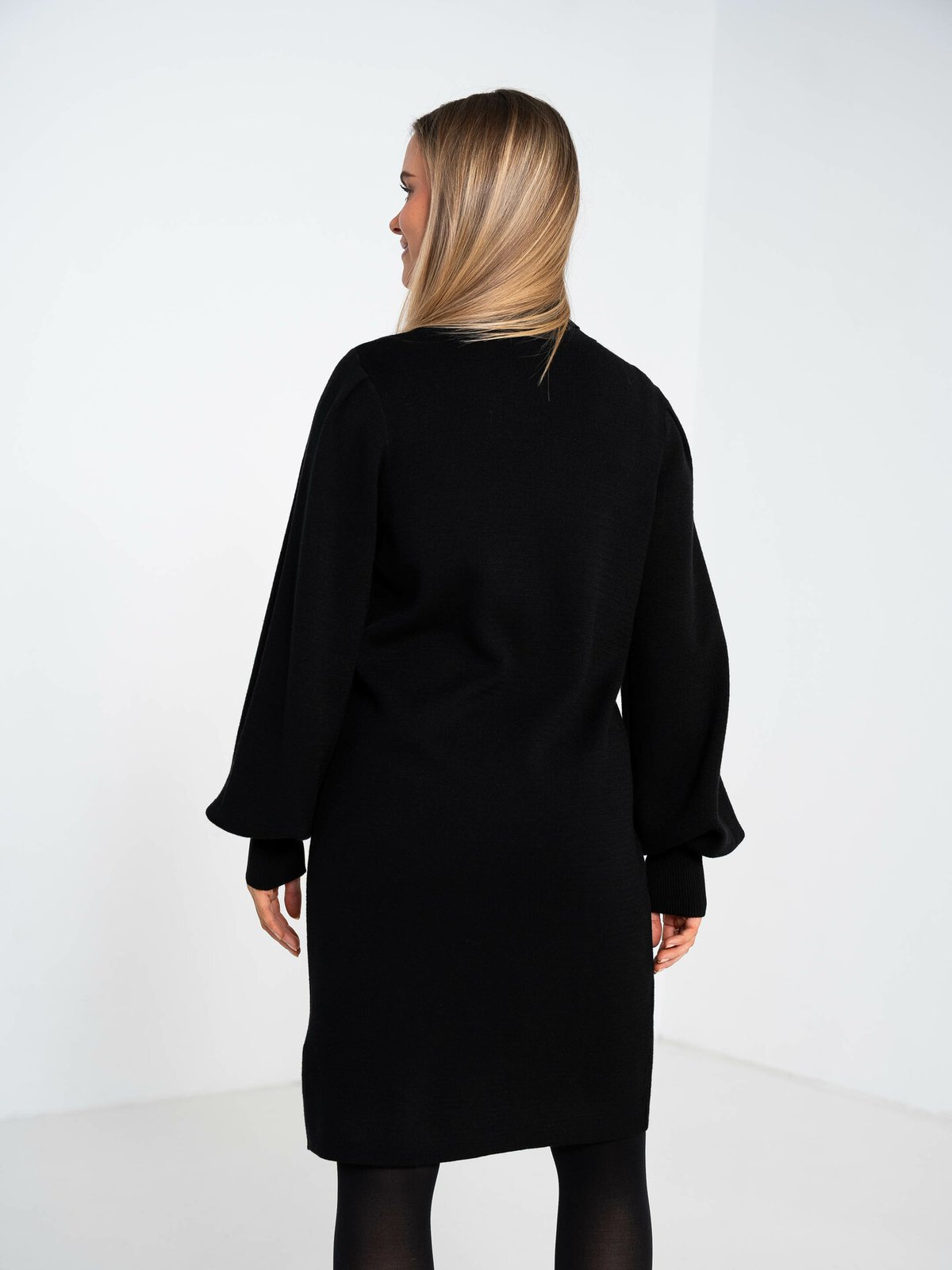 Y.A.S Fonny Long Sleeve Roll Neck Knit Dress Black