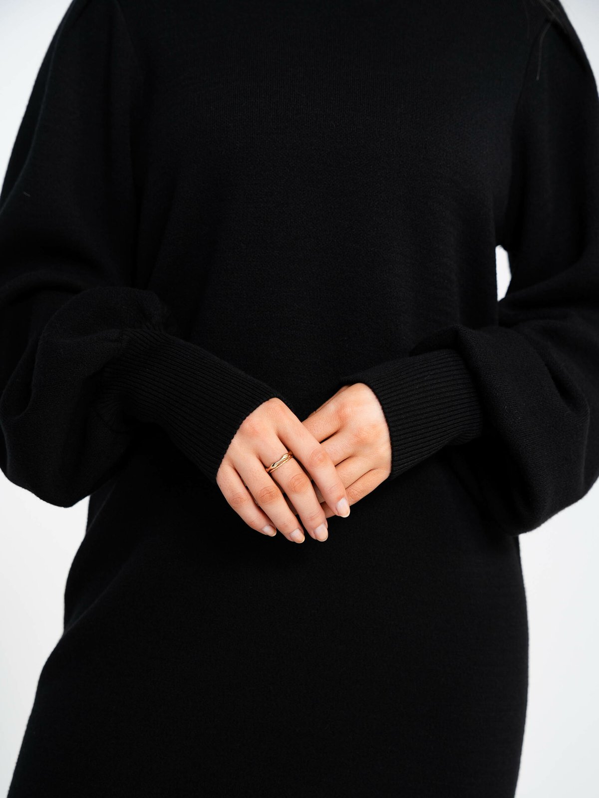 Y.A.S Fonny Long Sleeve Roll Neck Knit Dress Black