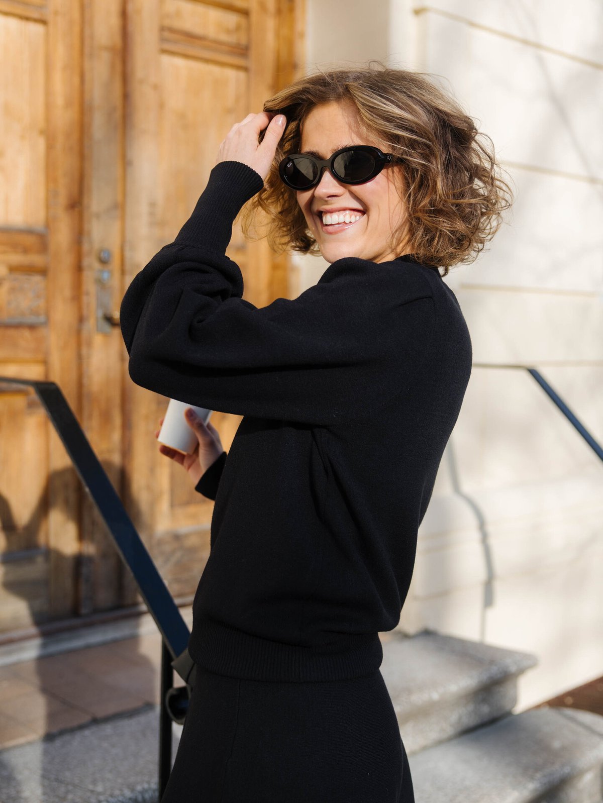 Y.A.S Fonny Long Sleeve Knit Pullover Black