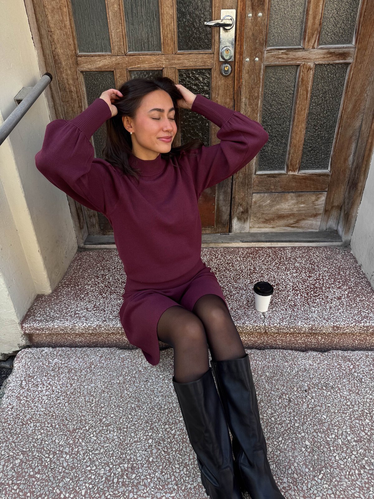 Y.A.S Fonny Long Sleeve Knit Pullover Fig