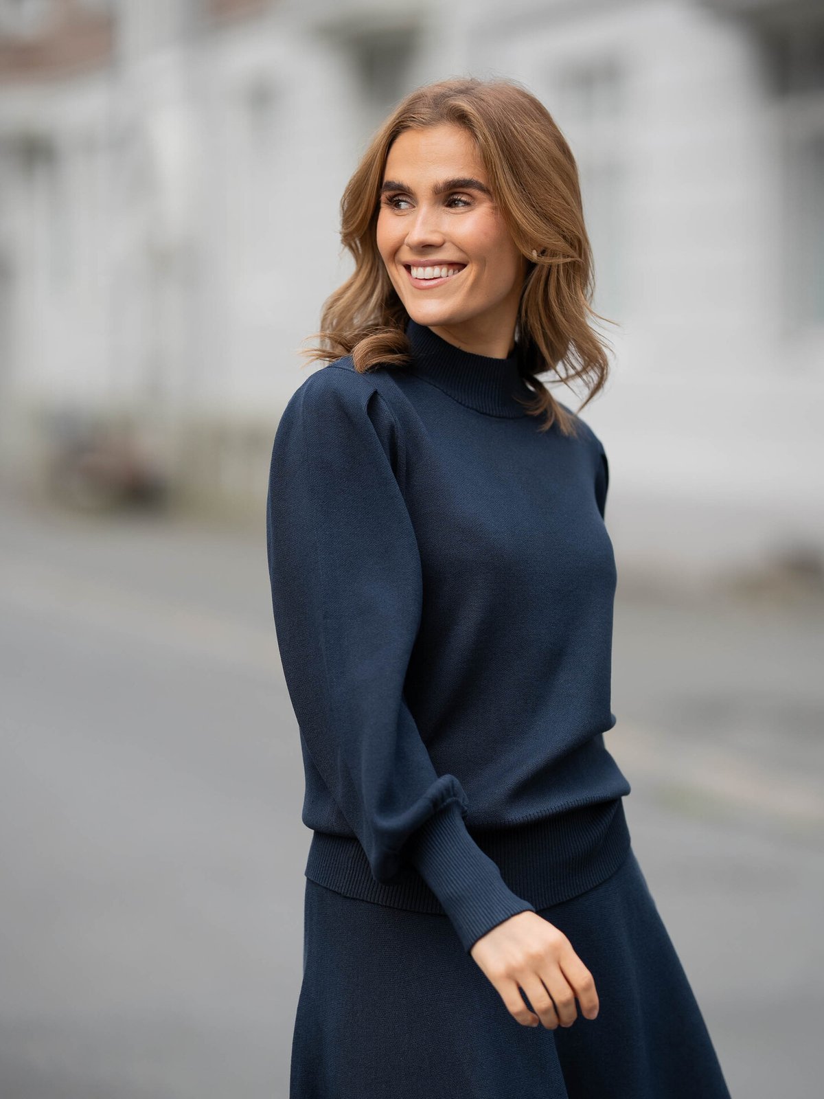 Y.A.S Fonny Long Sleeve Knit Pullover Navy Blazer