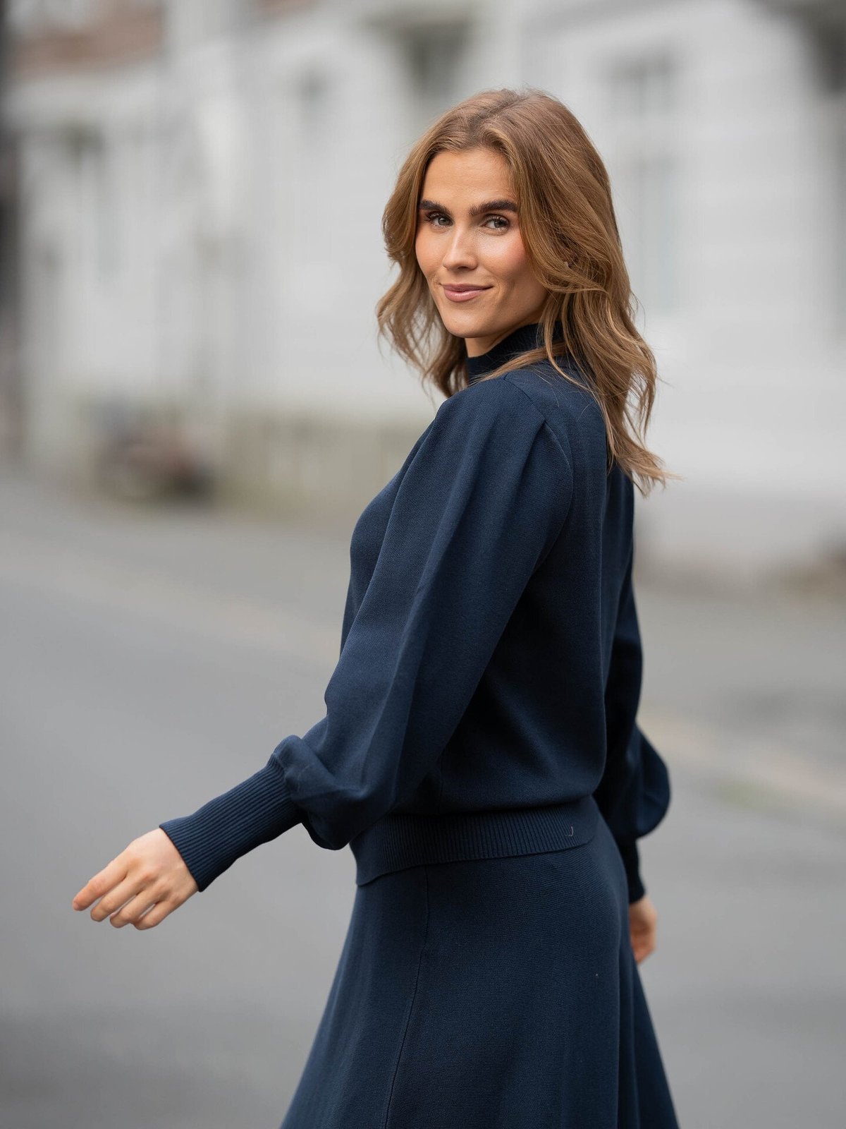 Y.A.S Fonny Long Sleeve Knit Pullover Navy Blazer