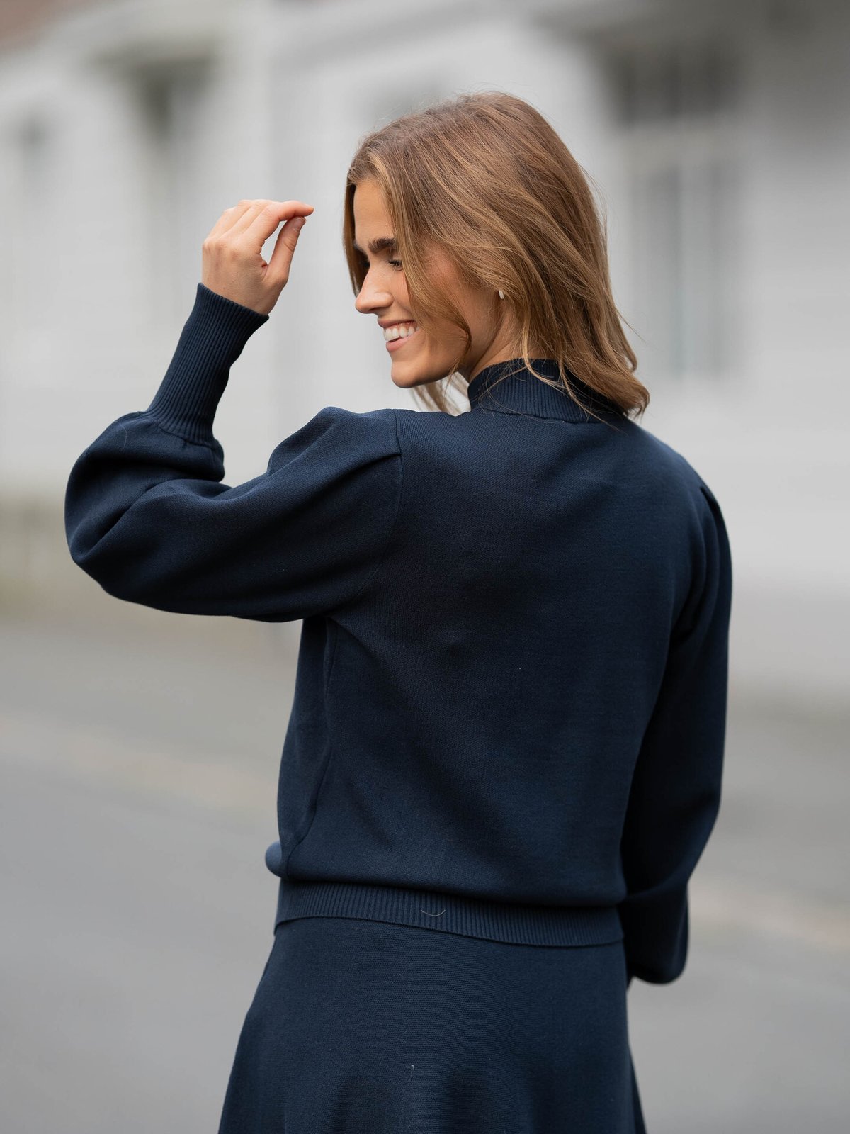 Y.A.S Fonny Long Sleeve Knit Pullover Navy Blazer