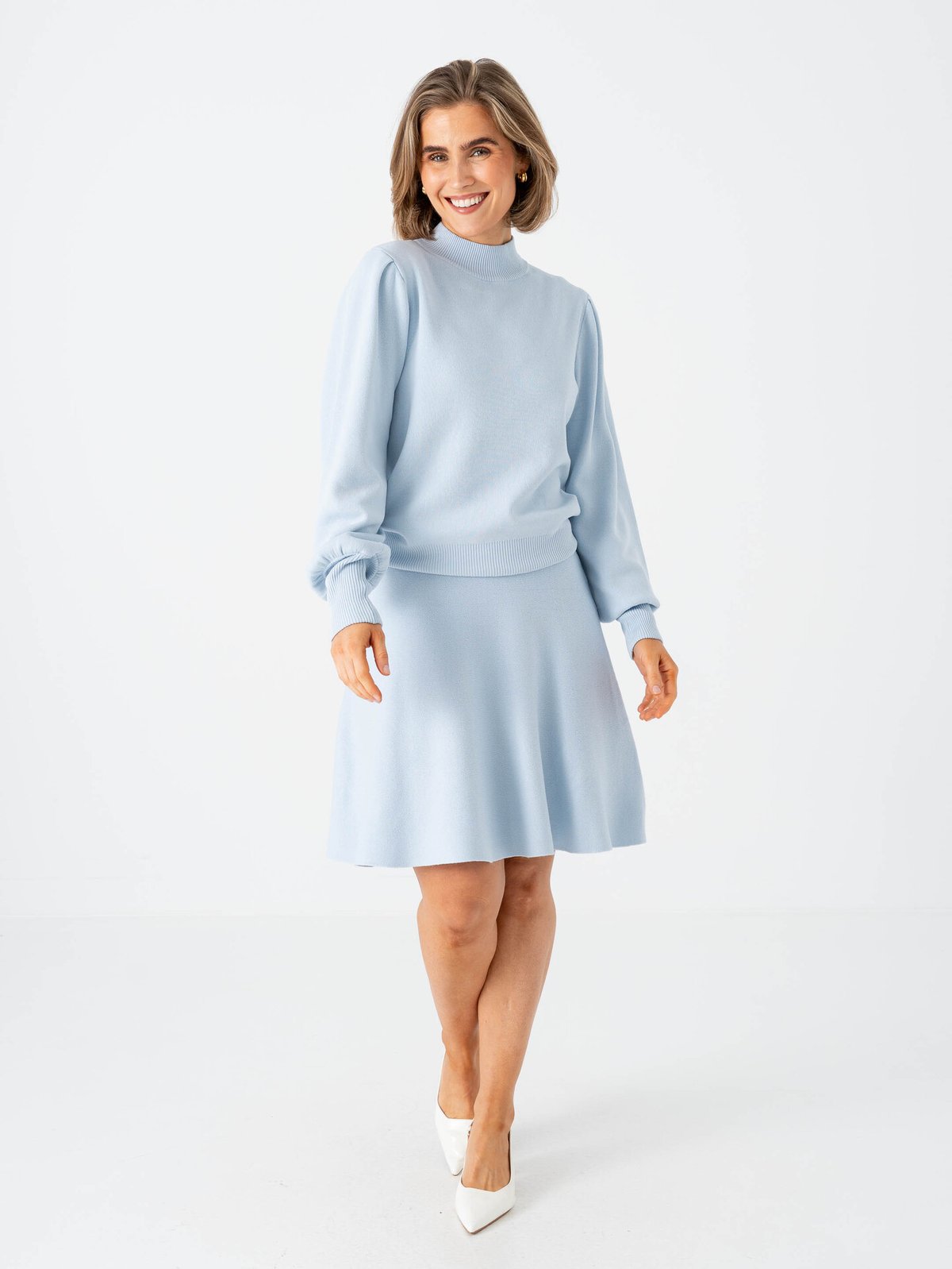 Y.A.S Fonny Long Sleeve Knit Pullover Skyway