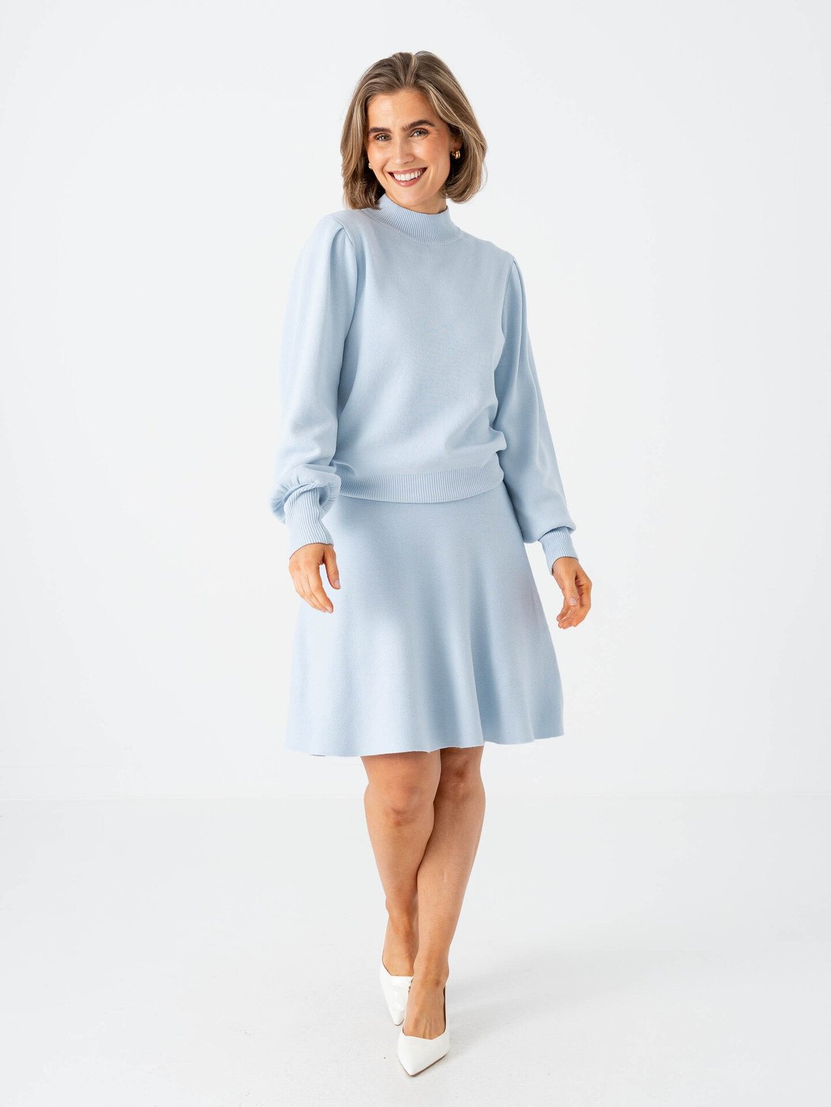 Y.A.S Fonny Long Sleeve Knit Pullover Skyway