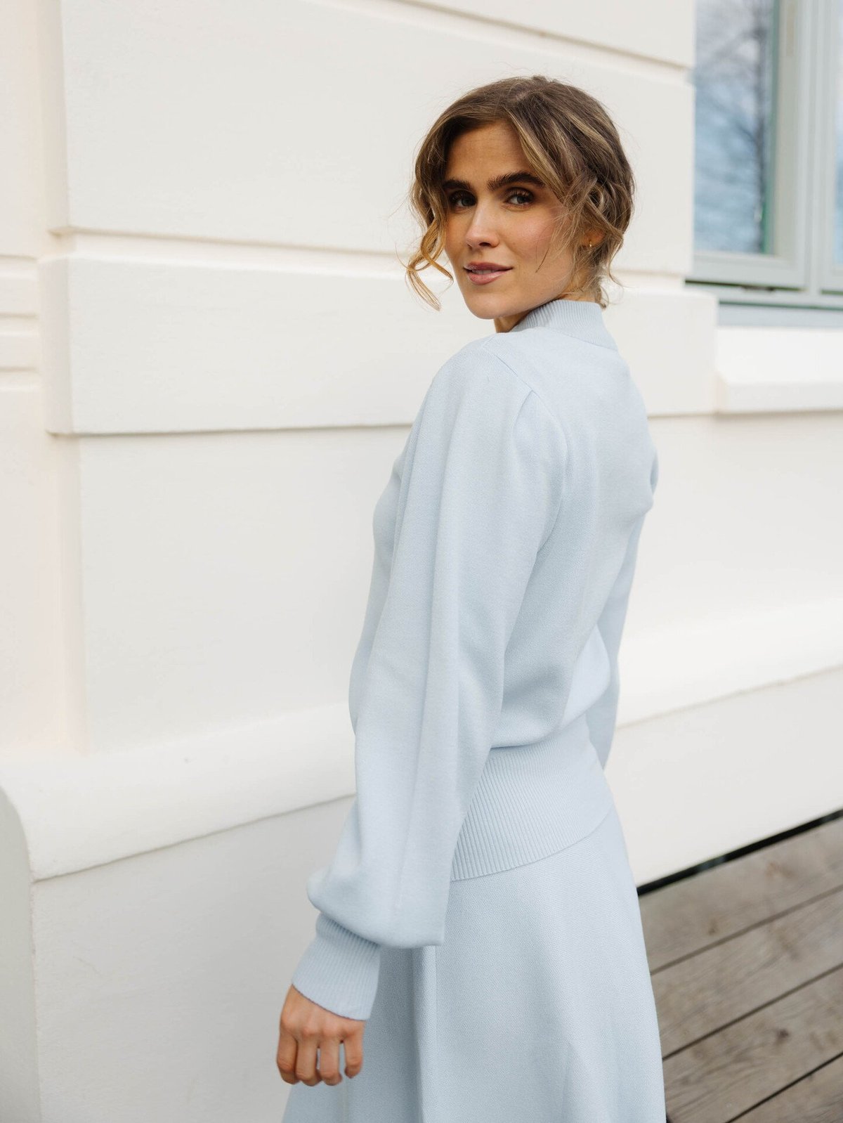 Y.A.S Fonny Long Sleeve Knit Pullover Skyway