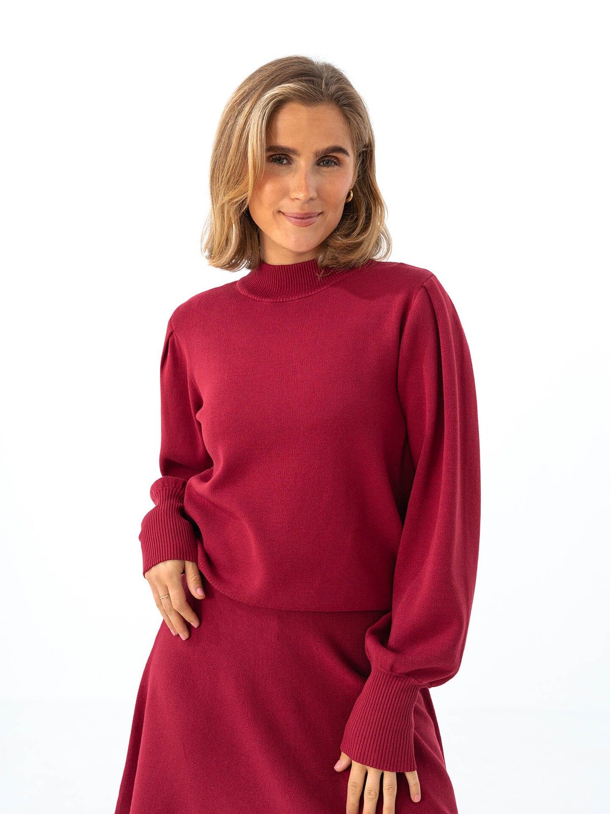 Y.A.S Fonny Long Sleeve Knit Pullover Tibetan Red