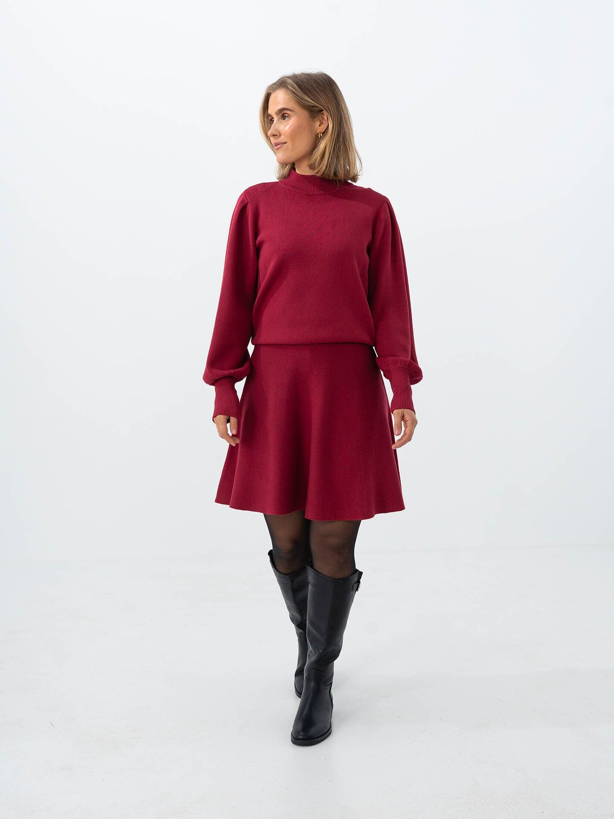 Y.A.S Fonny Long Sleeve Knit Pullover Tibetan Red