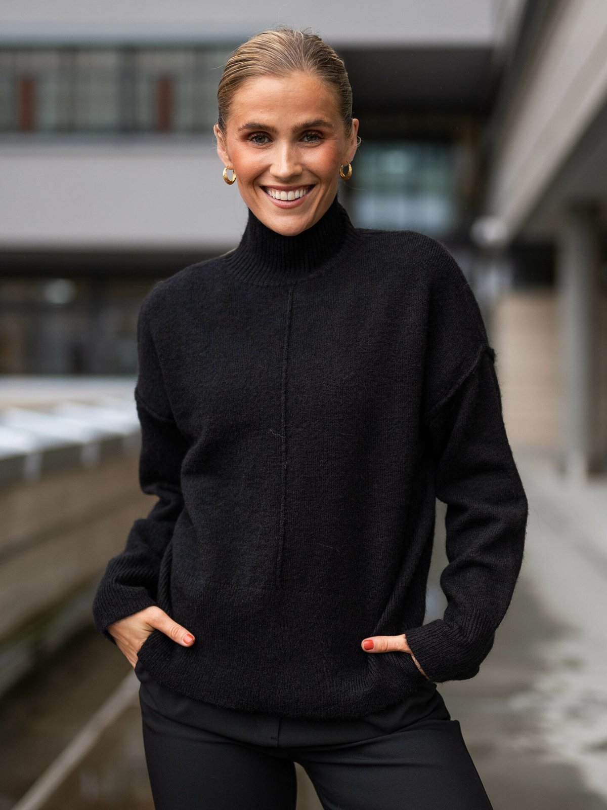 Y.A.S Balis Long Sleeve High Neck Knit Black