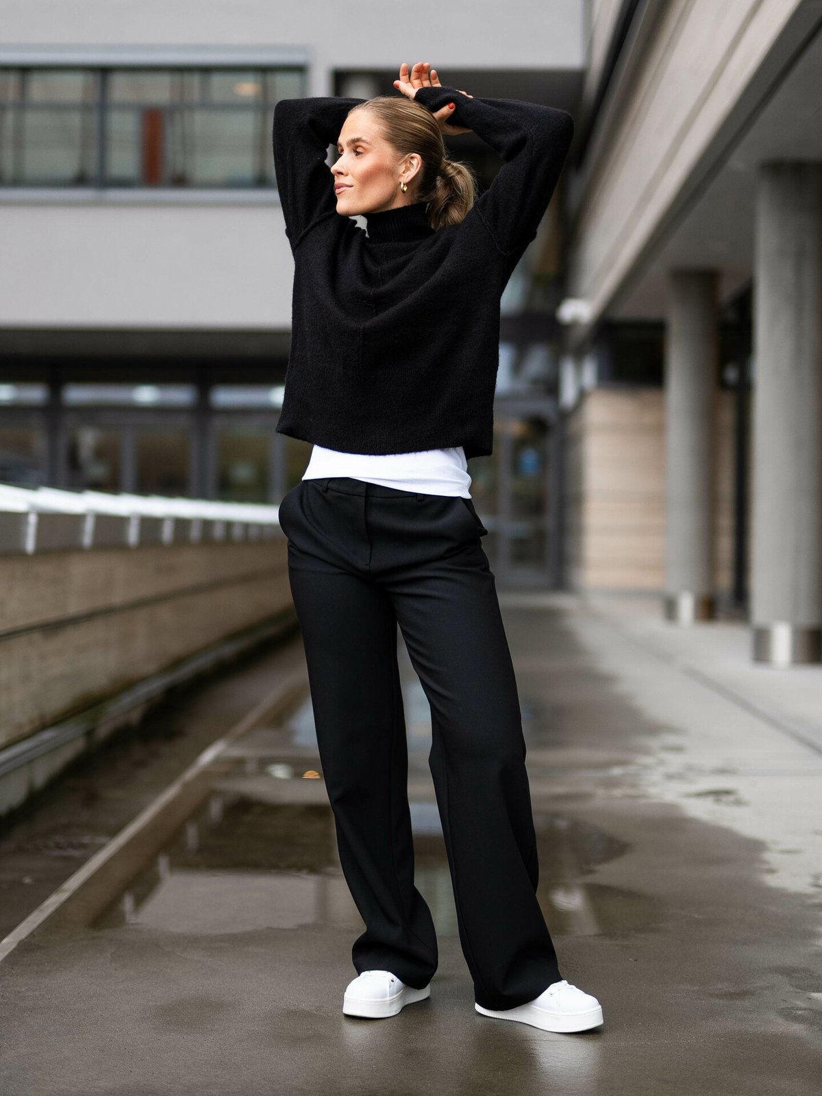 Y.A.S Balis Long Sleeve High Neck Knit Black