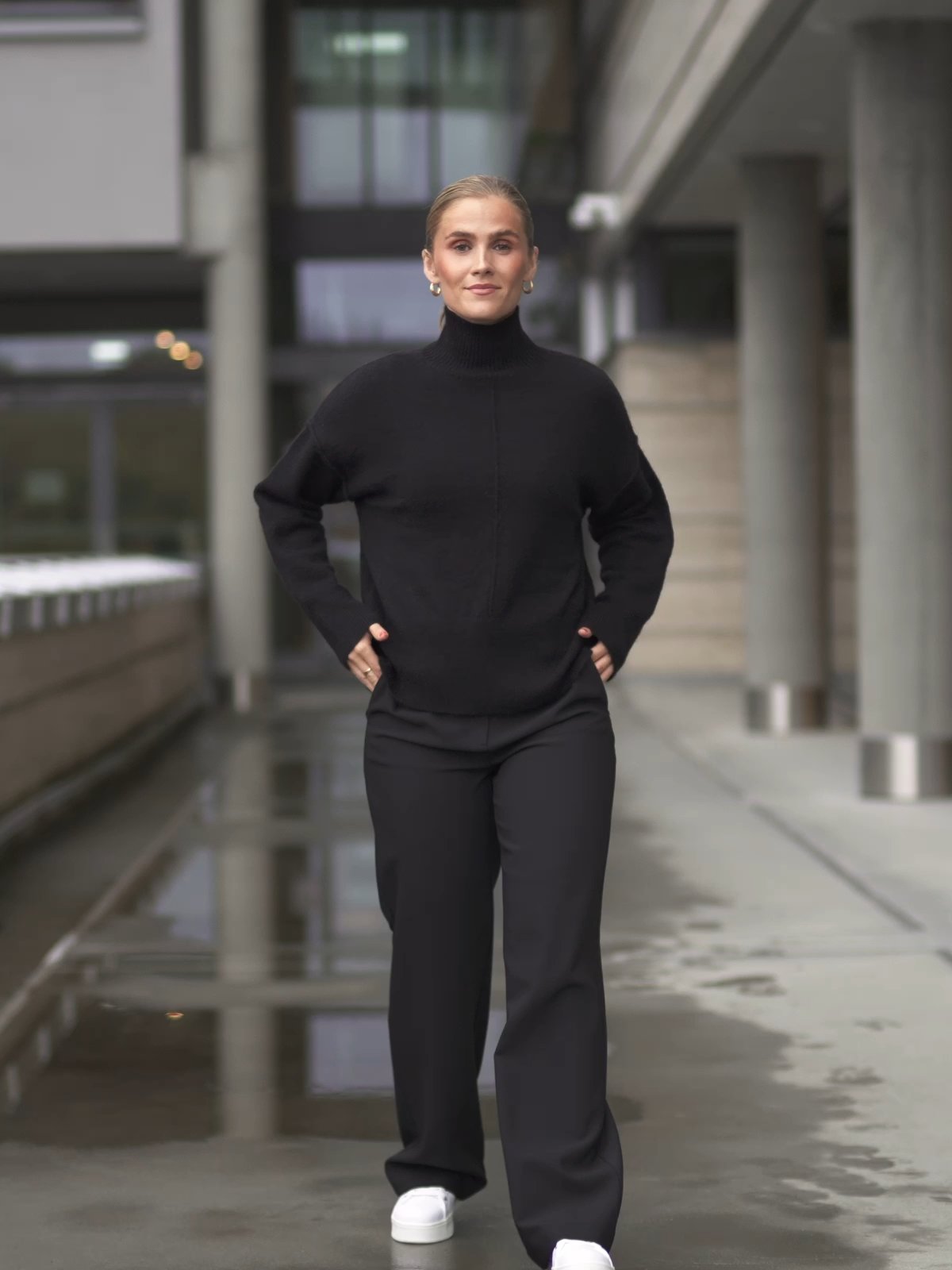 Y.A.S Balis Long Sleeve High Neck Knit Black